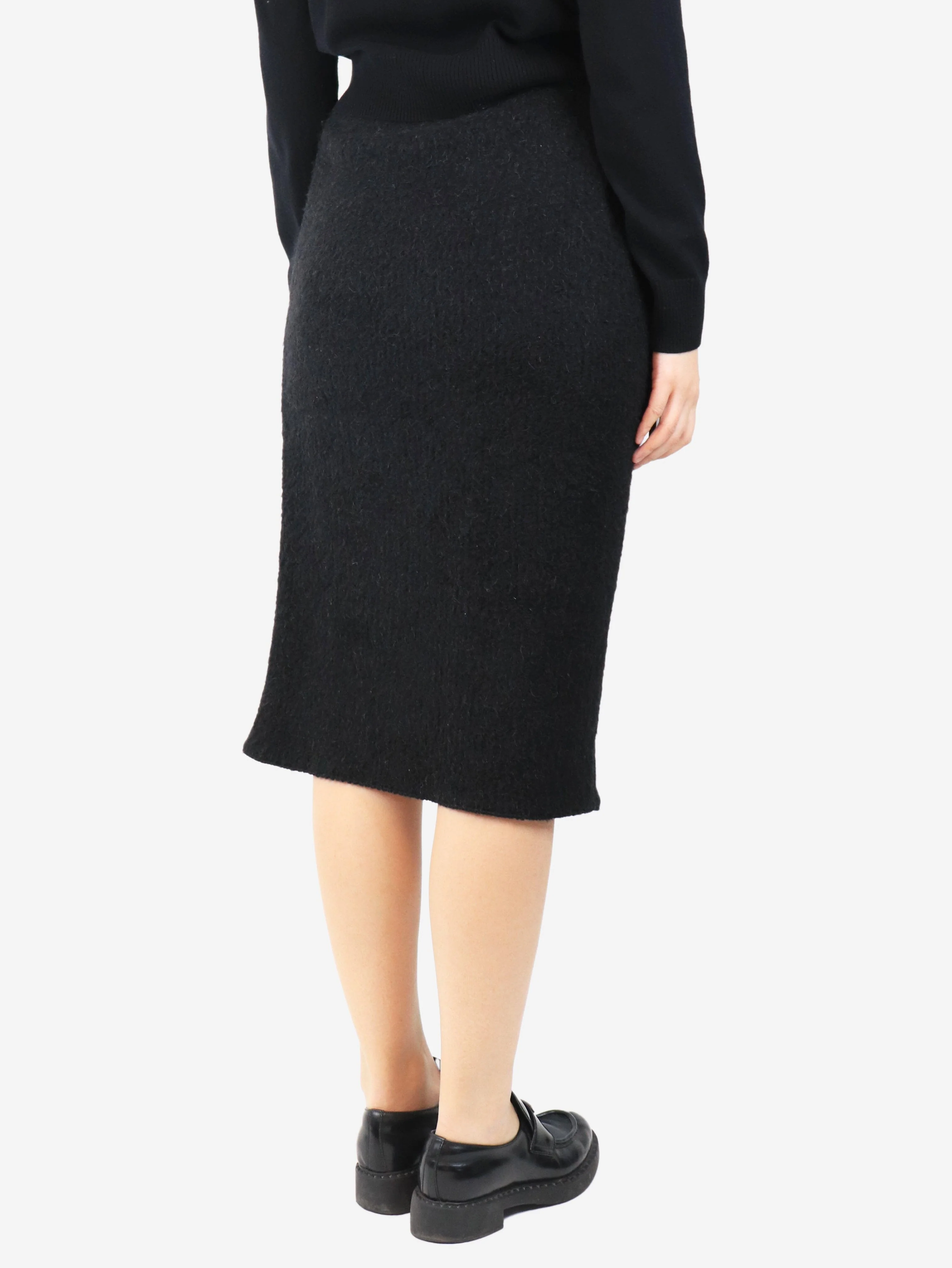 Black wool-blend midi skirt - size UK 10 - Image 3