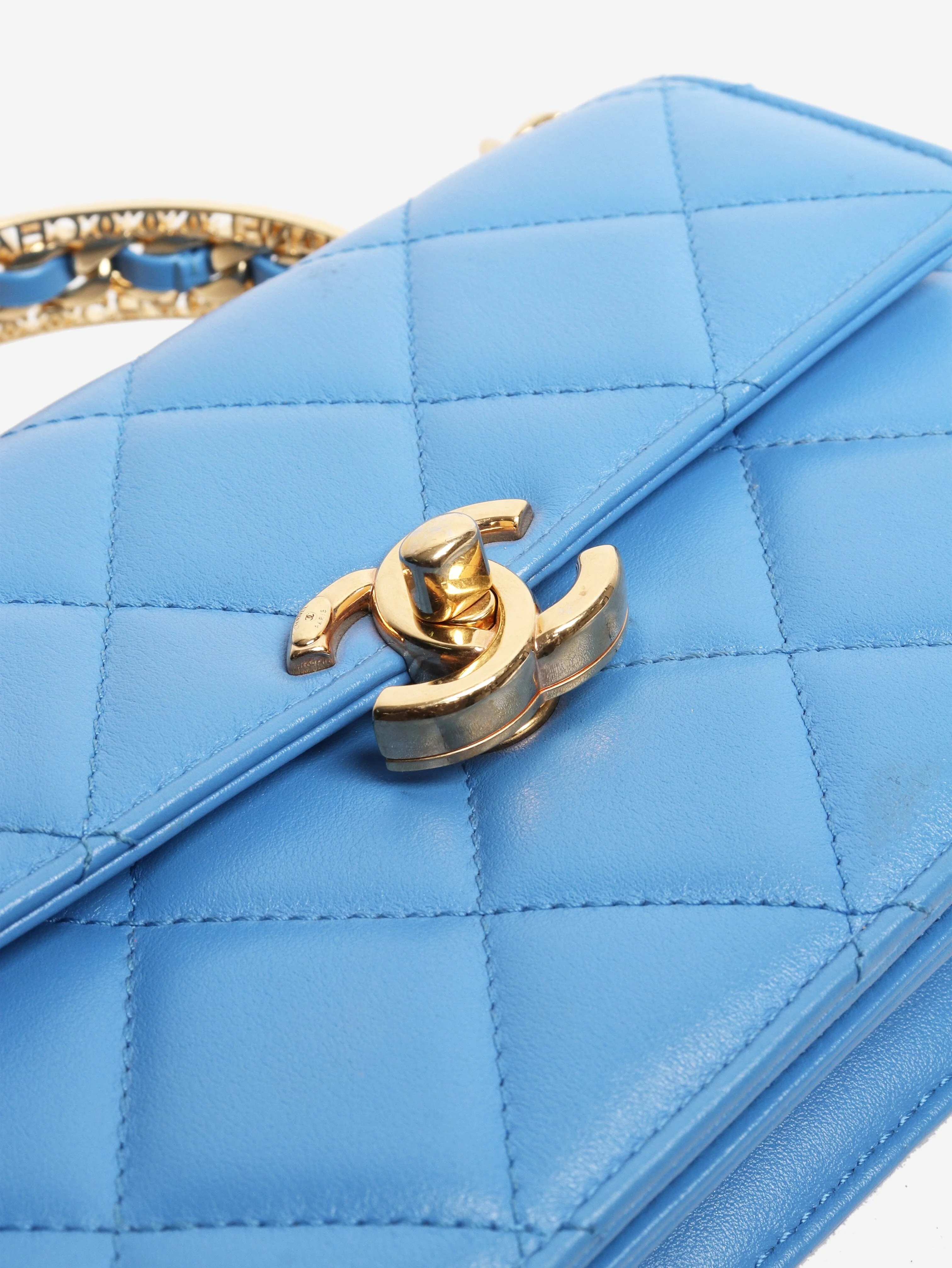 Blue small lambskin quilted crossbody bag - Image 11