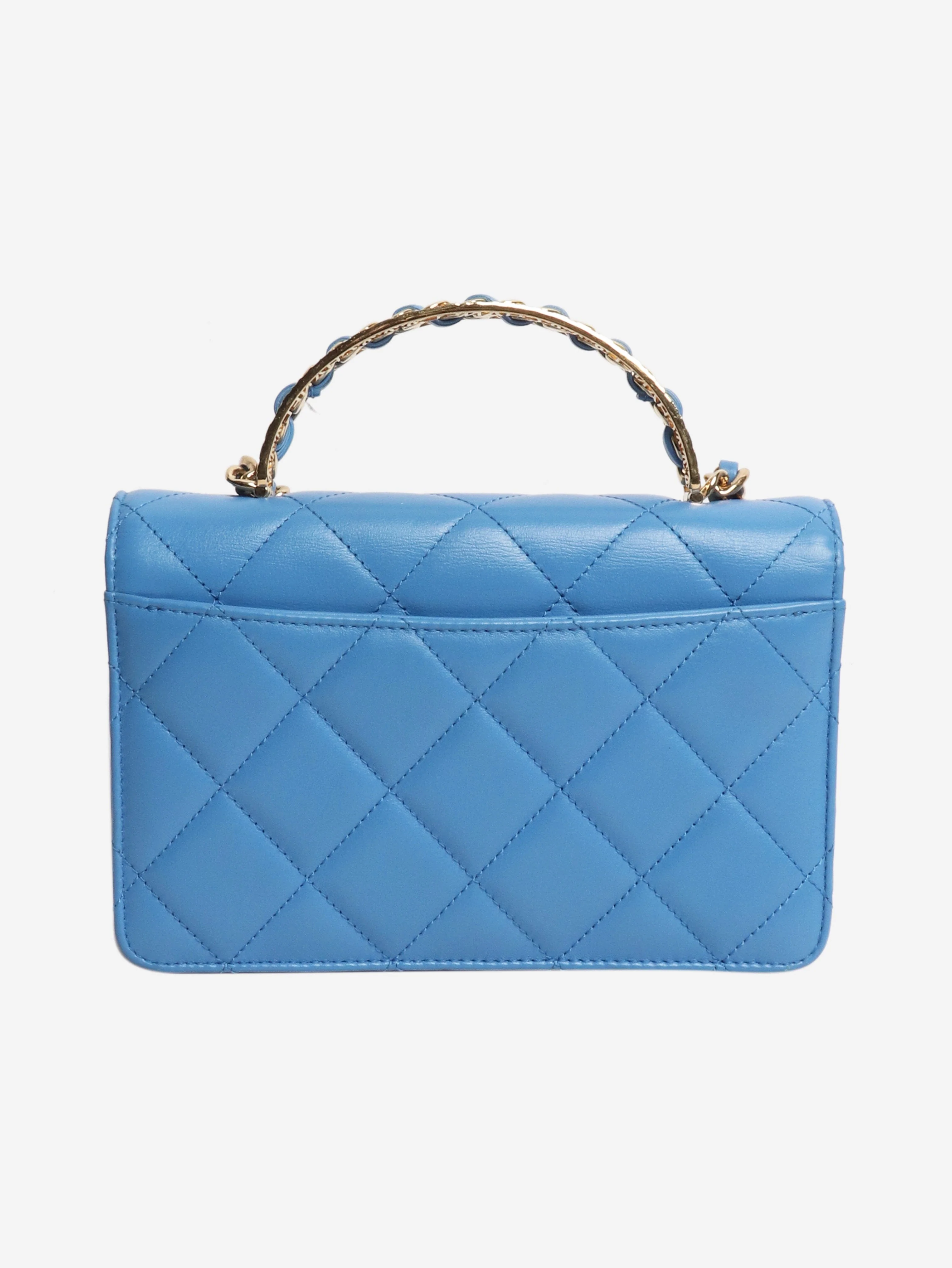 Blue small lambskin quilted crossbody bag - Image 4
