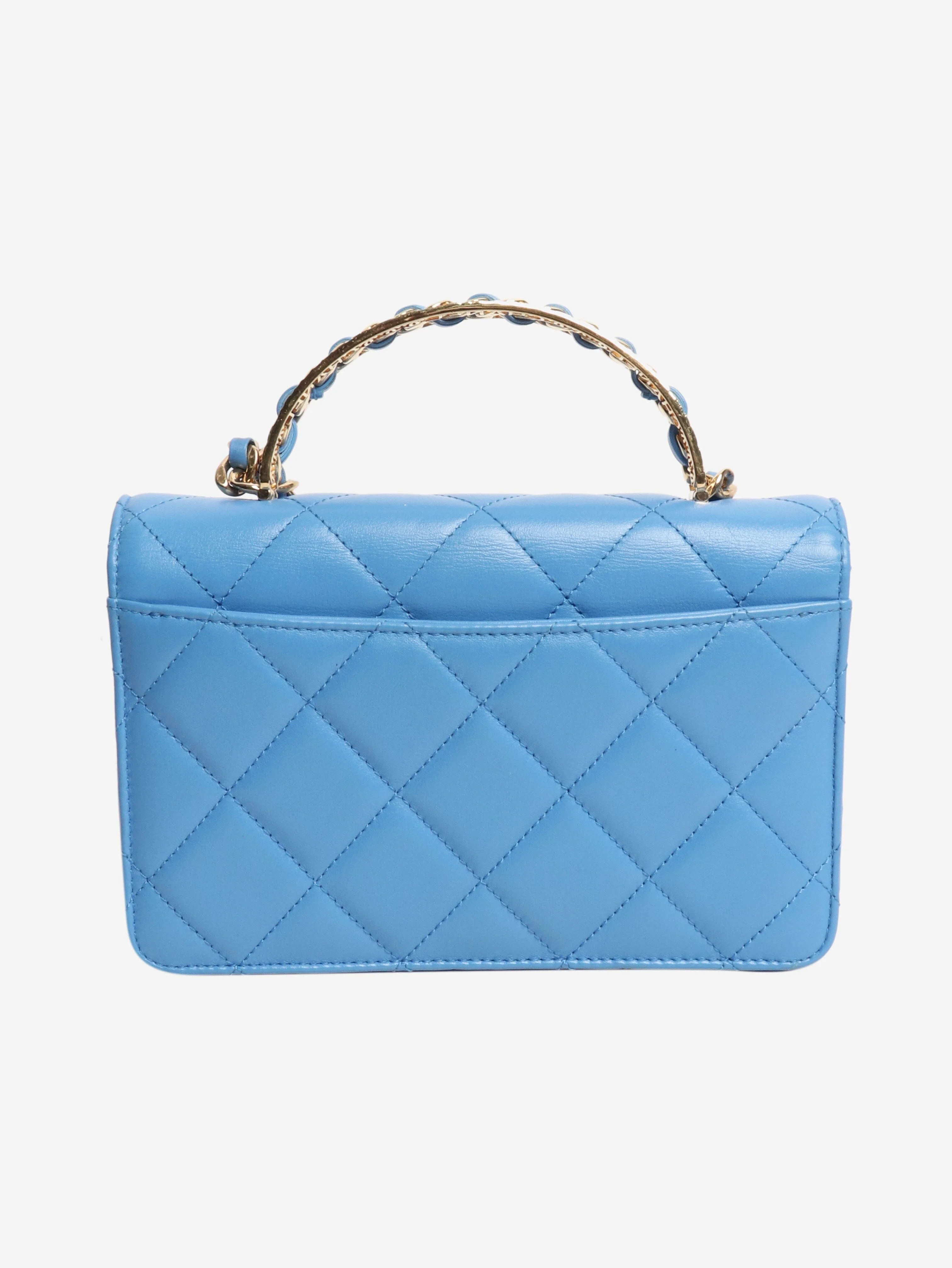 Blue small lambskin quilted crossbody bag - Image 5