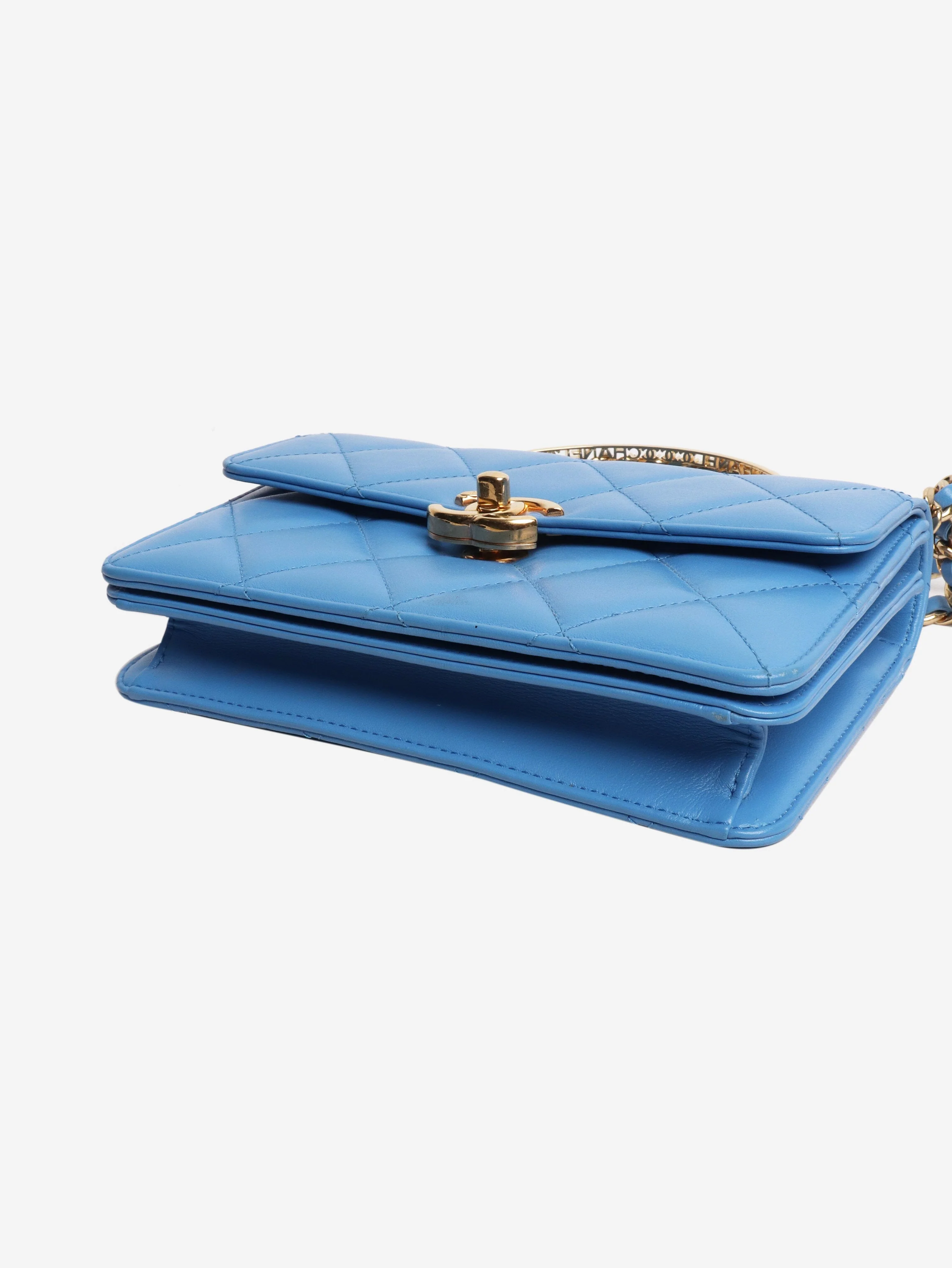 Blue small lambskin quilted crossbody bag - Image 6