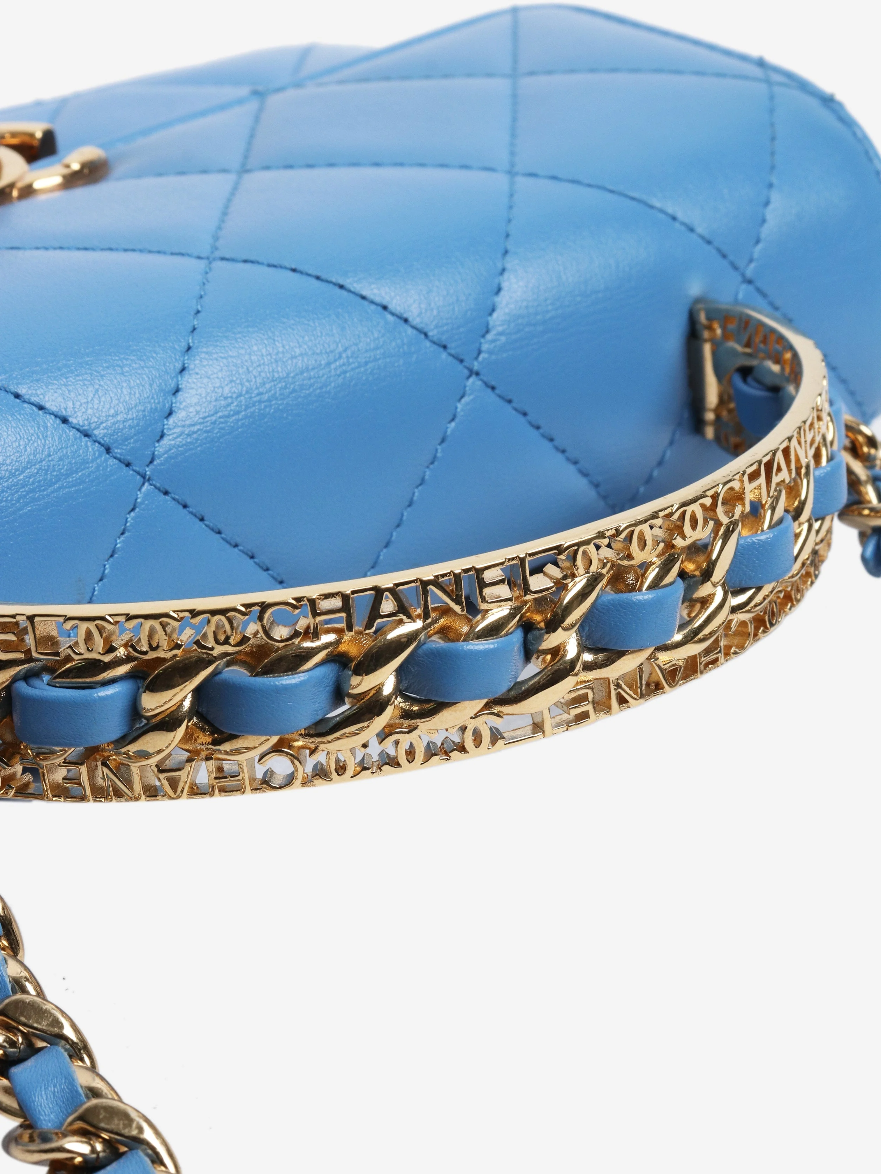 Blue small lambskin quilted crossbody bag - Image 8