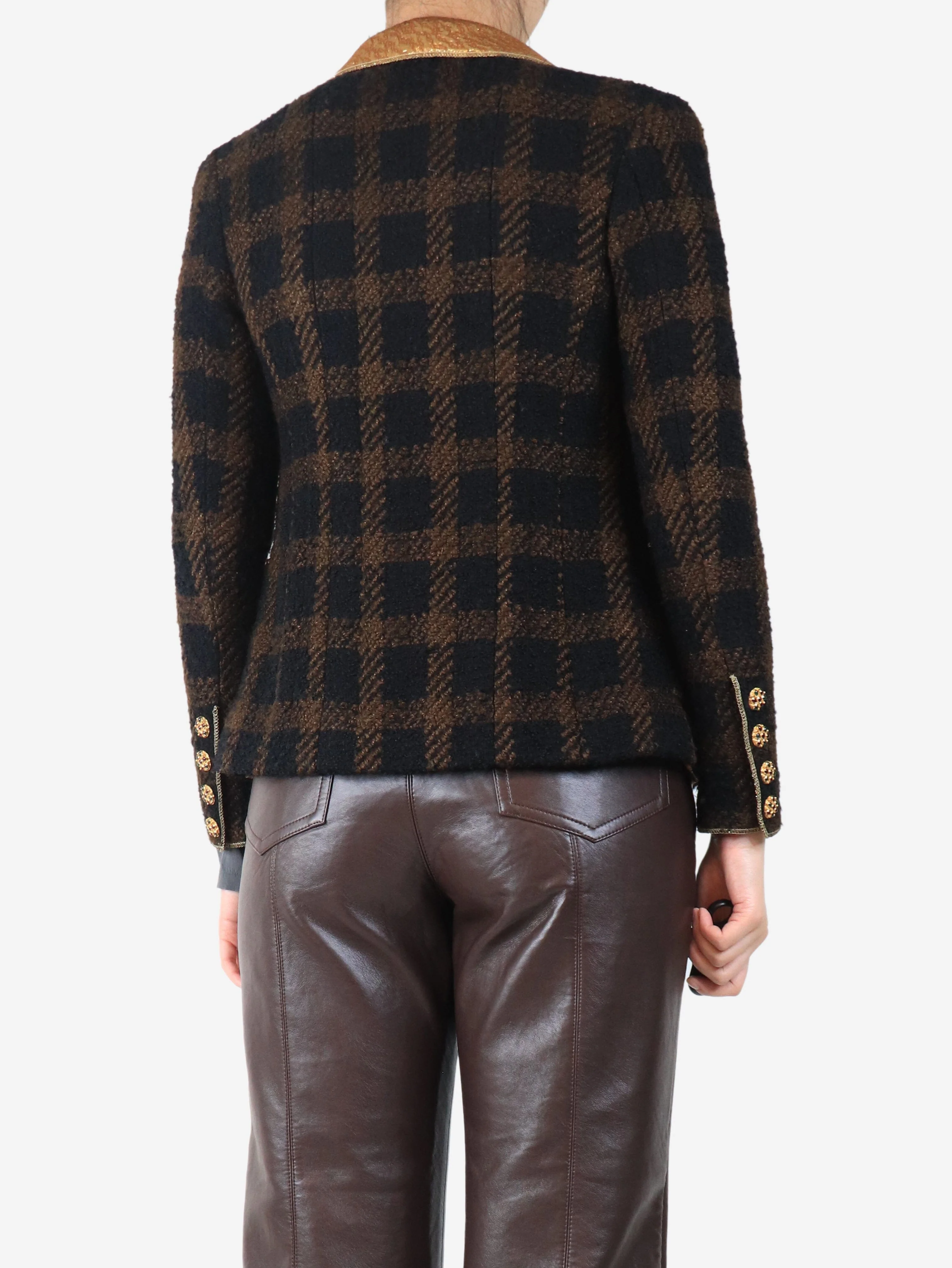 Black & brown 1996 check evening jacket - size UK 10 - Image 2