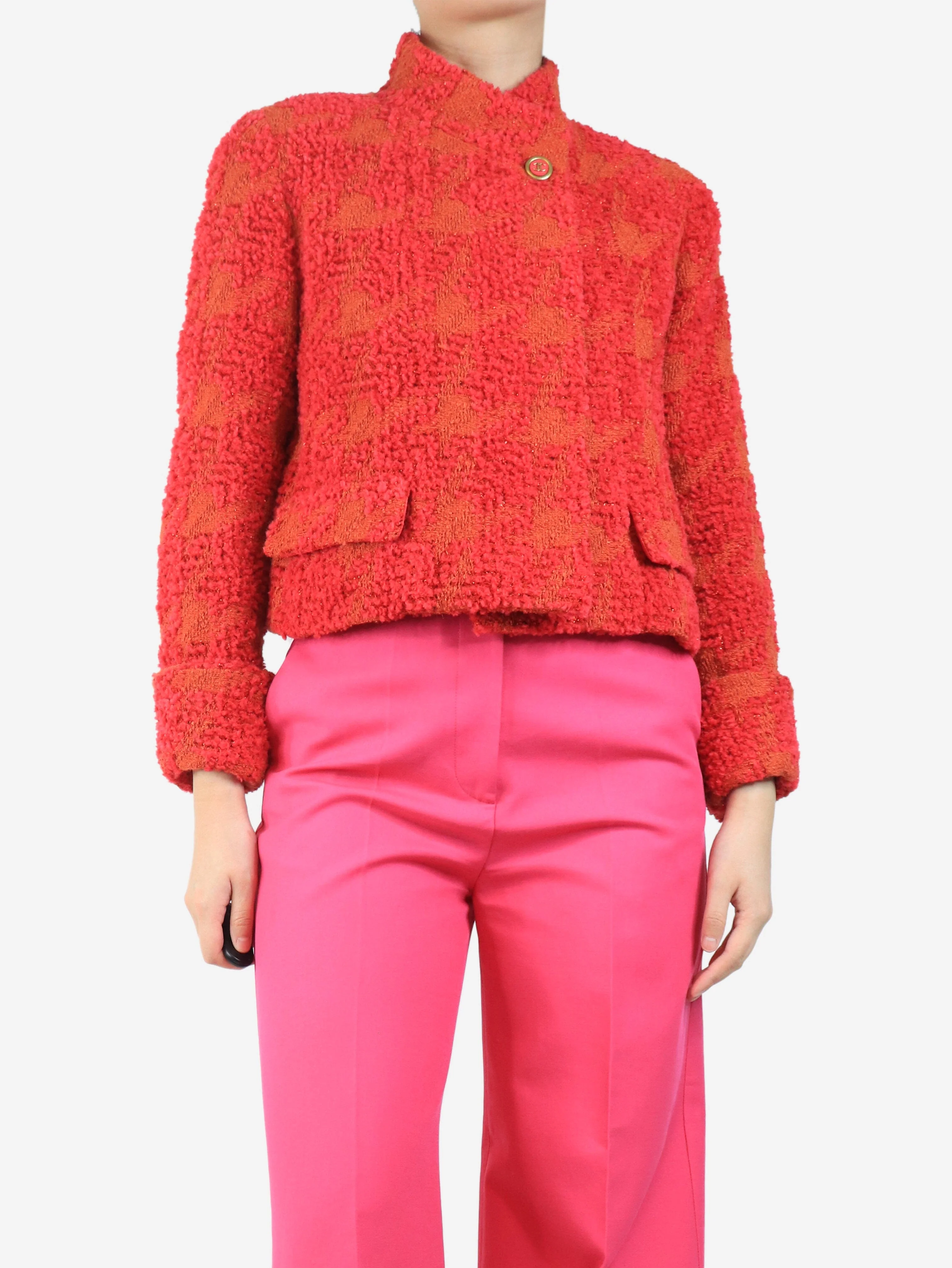 Pink and orange 1990 tweed jacket - size UK 12 - Image 3