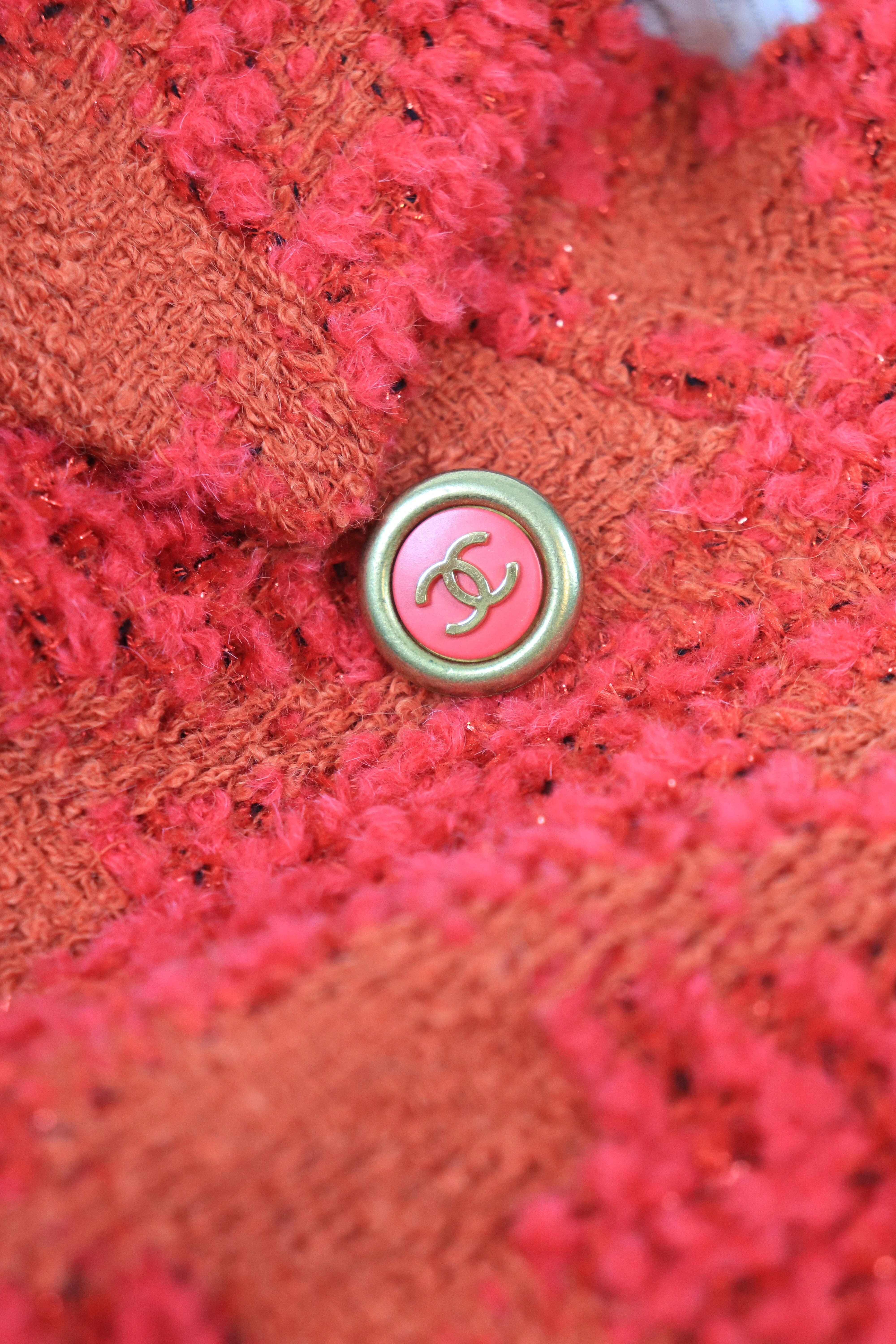 Pink and orange 1990 tweed jacket - size UK 12 - Image 4