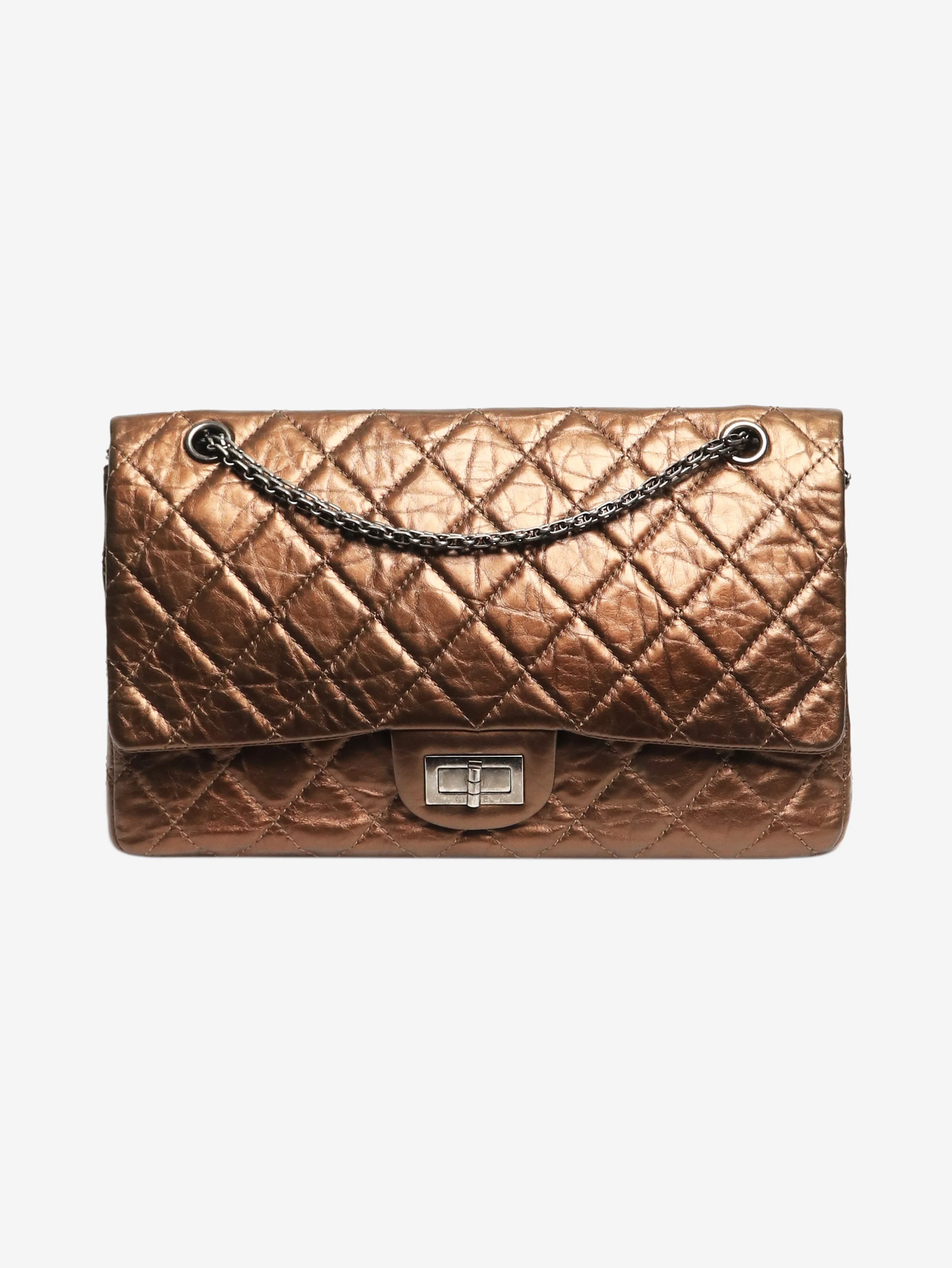Brown 2010 maxi lambskin 2.55 bag