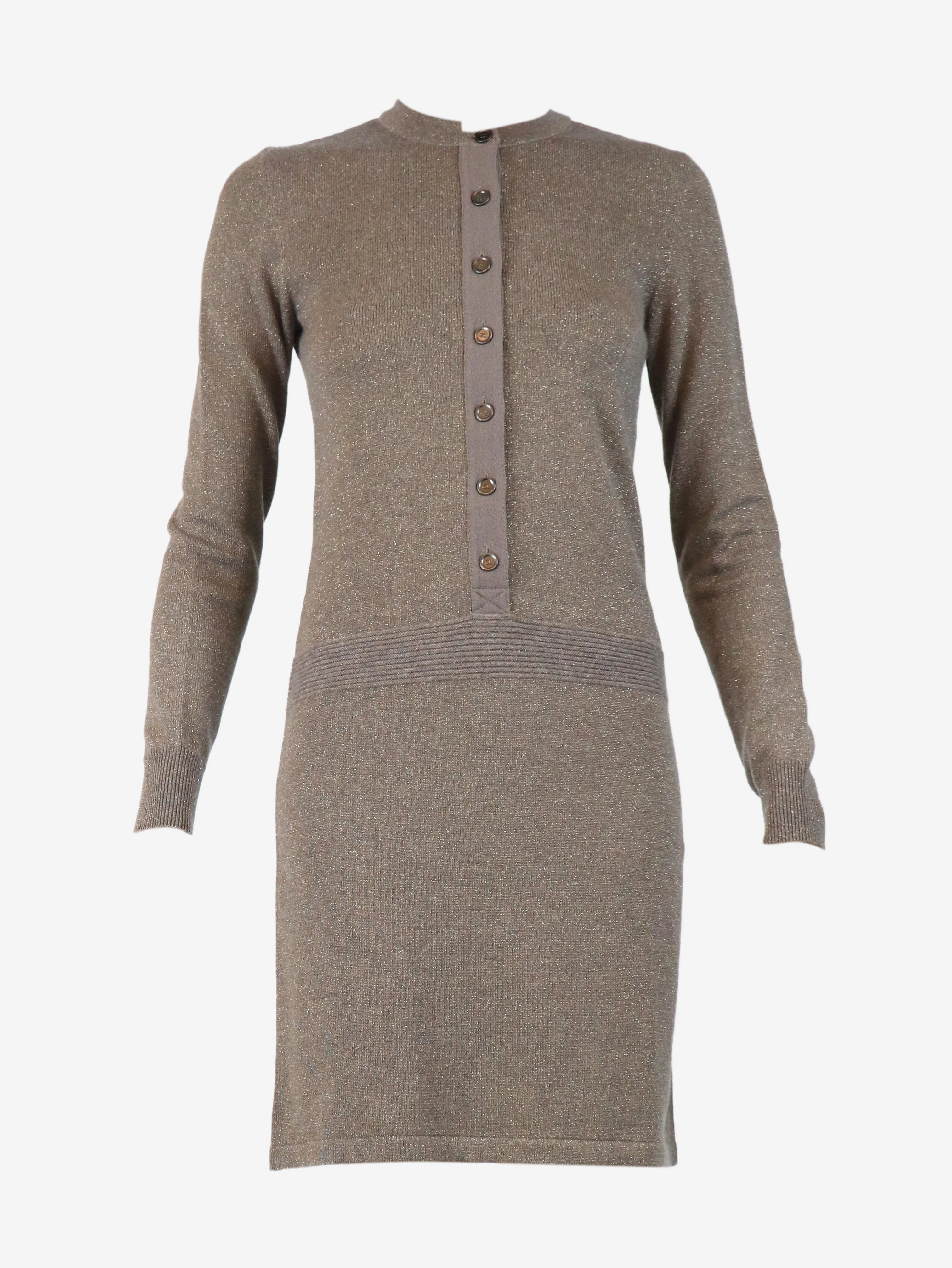 Brown sparkly knit mini dress - size UK 6 - Image 4