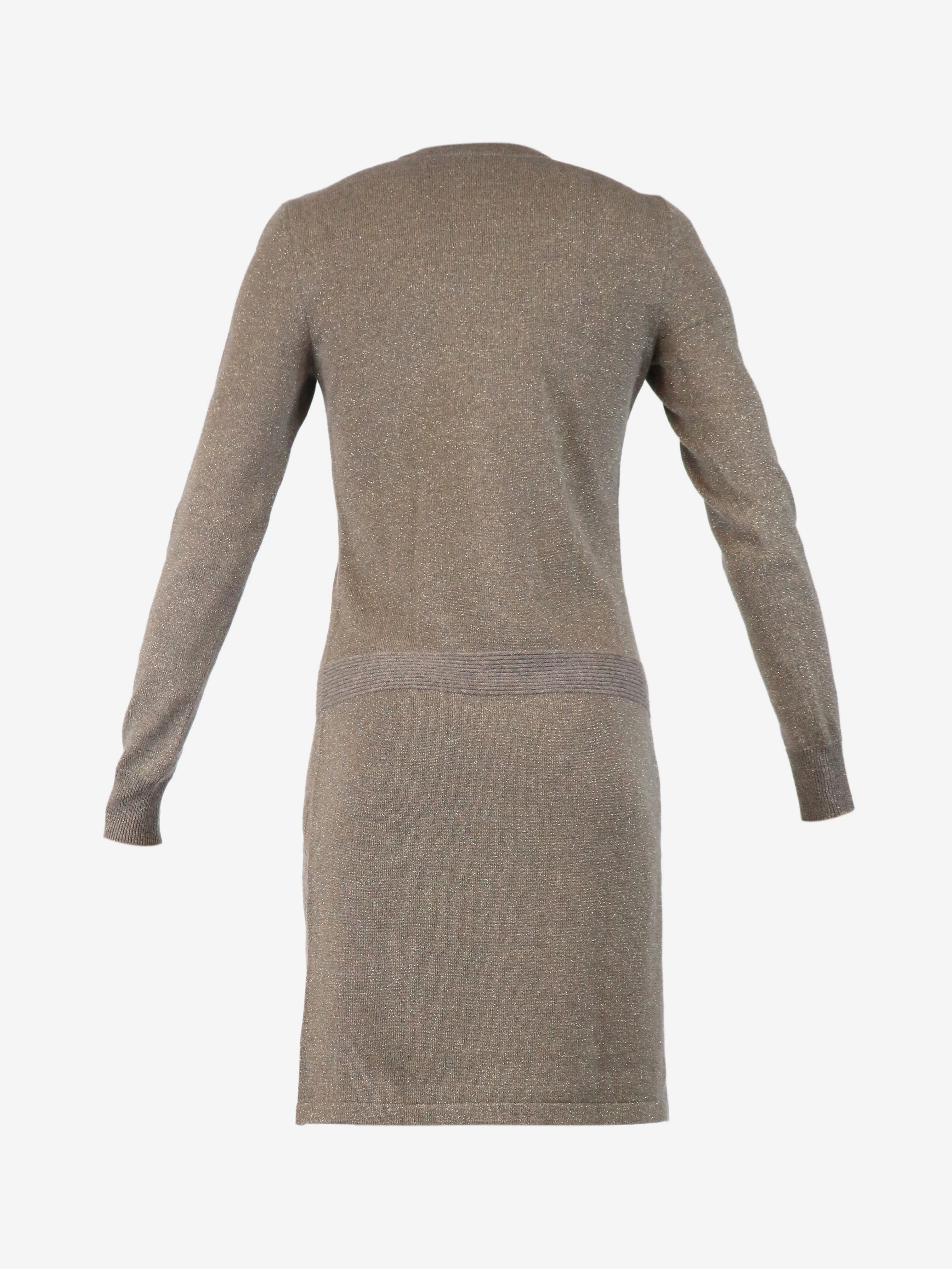Brown sparkly knit mini dress - size UK 6 - Image 5