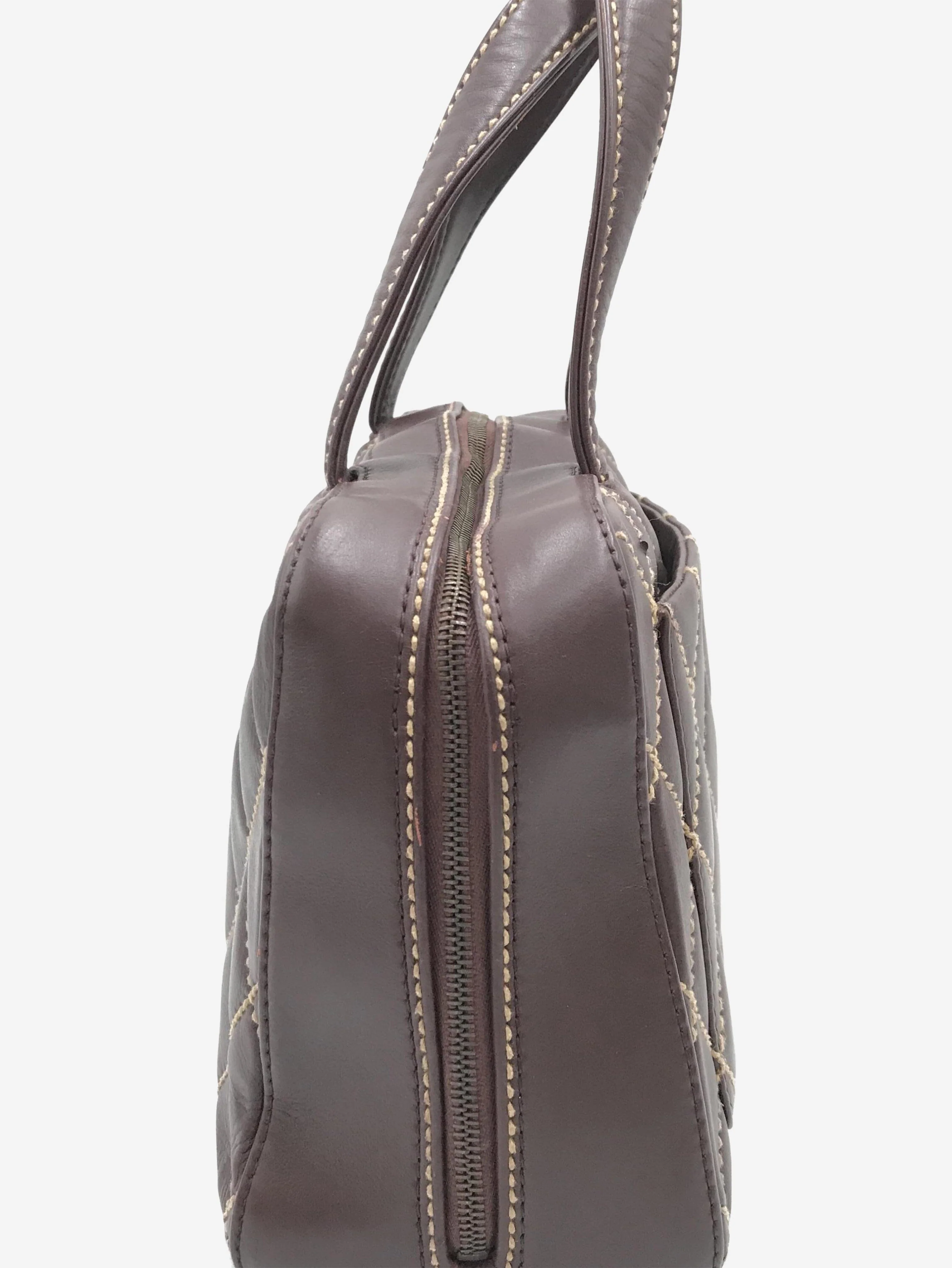 Burgundy vintage 2000 wild-stitch lambskin bag - Image 5