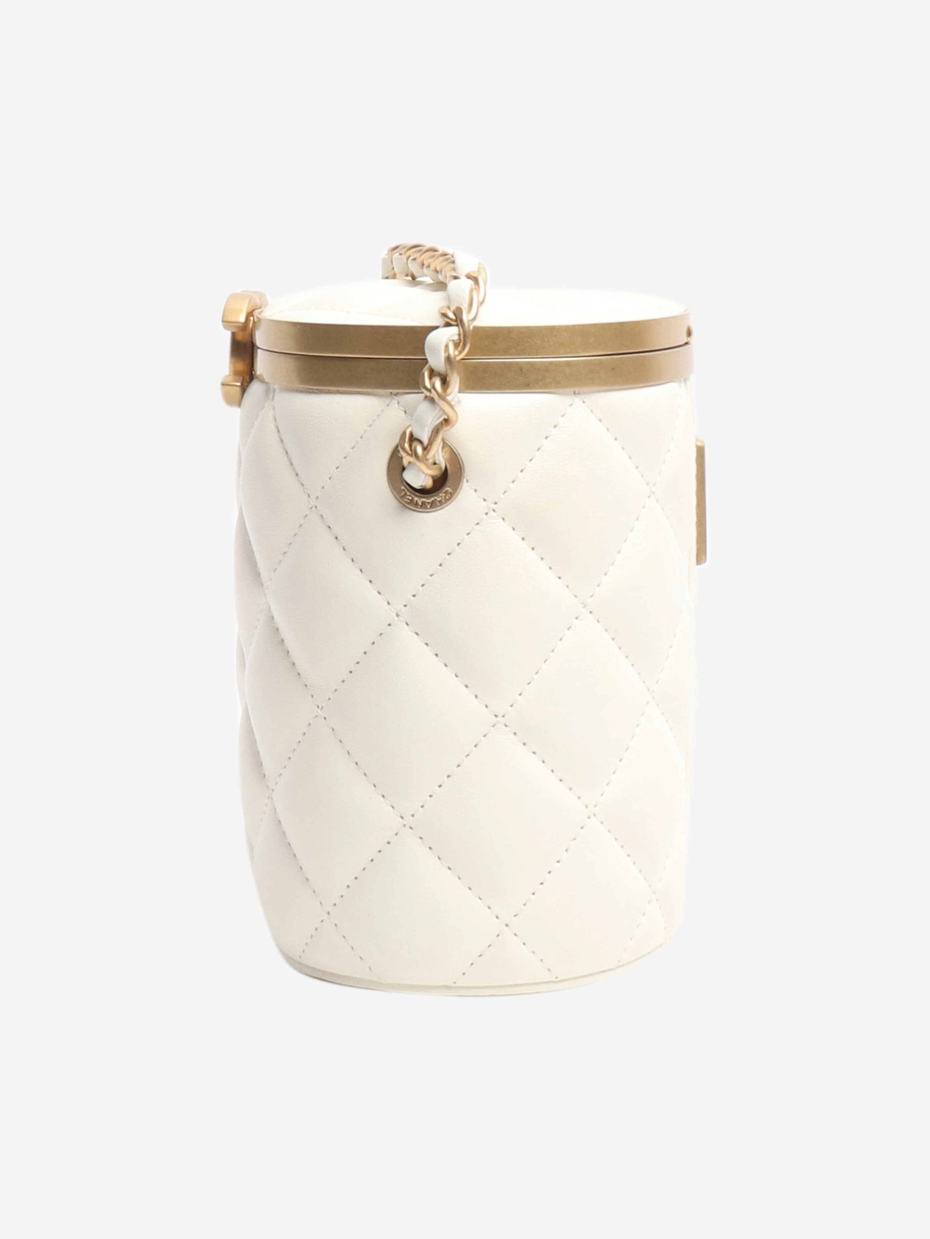 Cream quilted Crown Box crossbody bag - Image 4