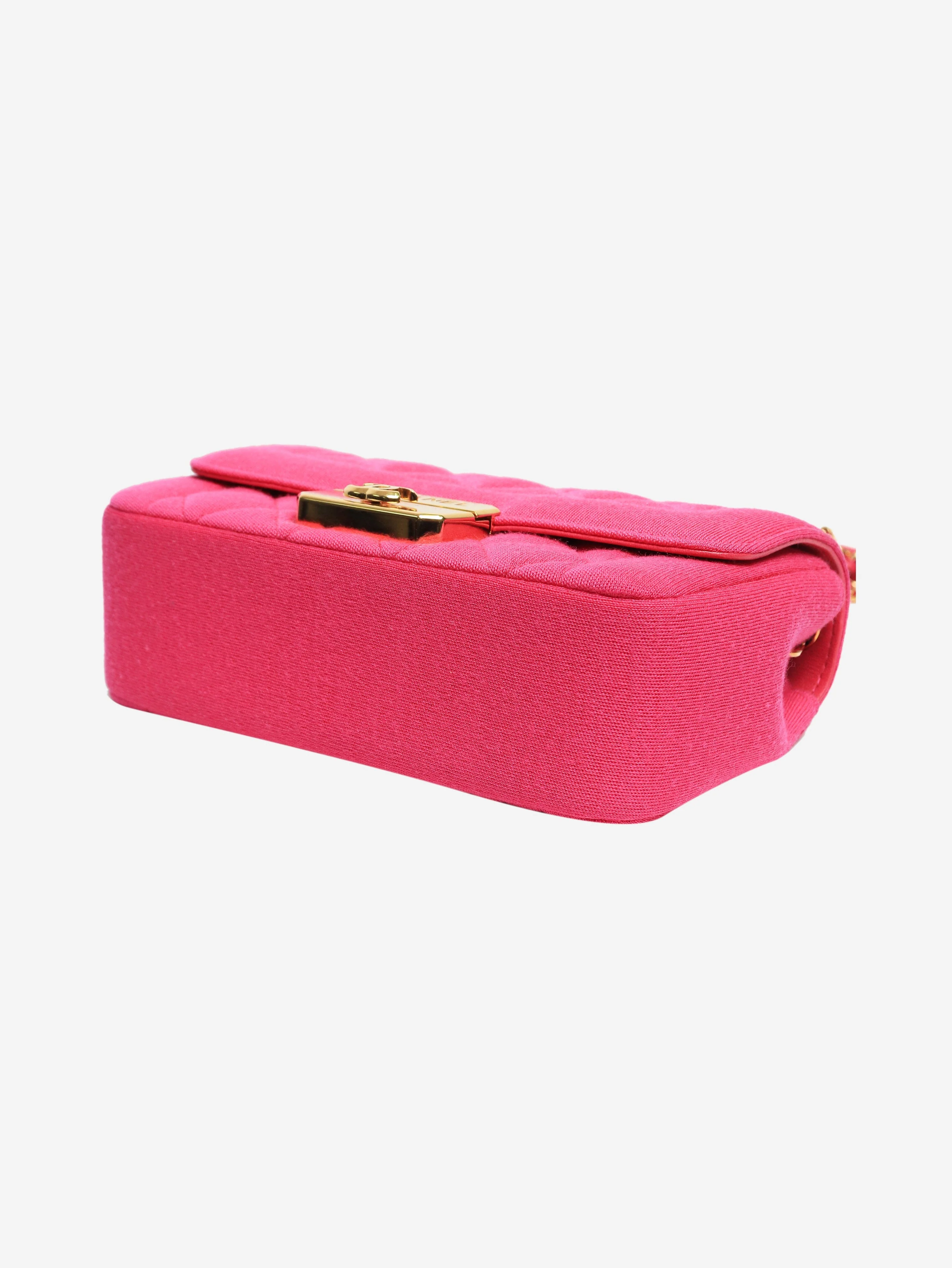 Fuschia 2014 mini diamond-quilted jersey Chic with Me flap bag - Image 4