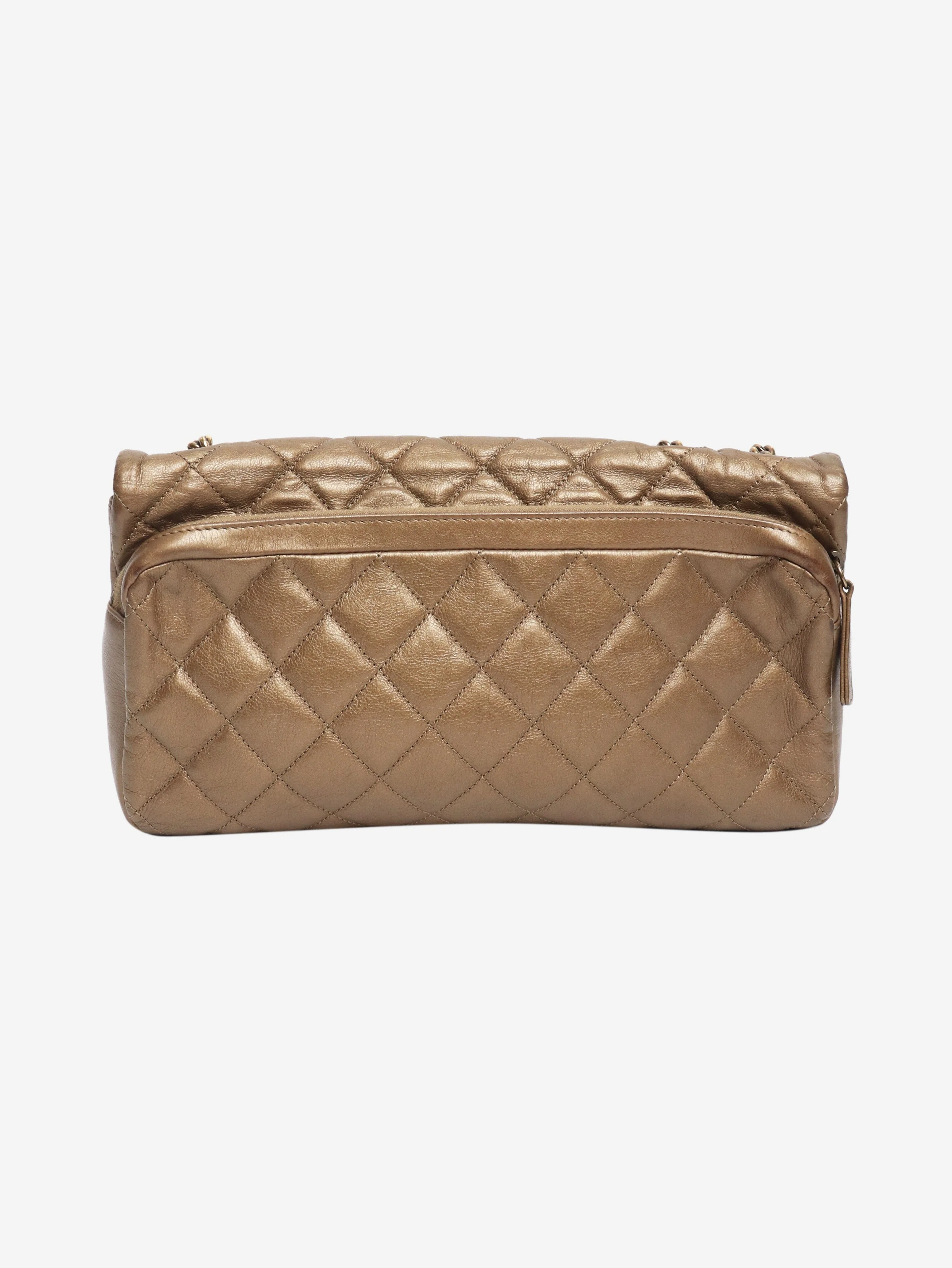 Gold 2012 quilted metallic flap shoulder bag - Image 3