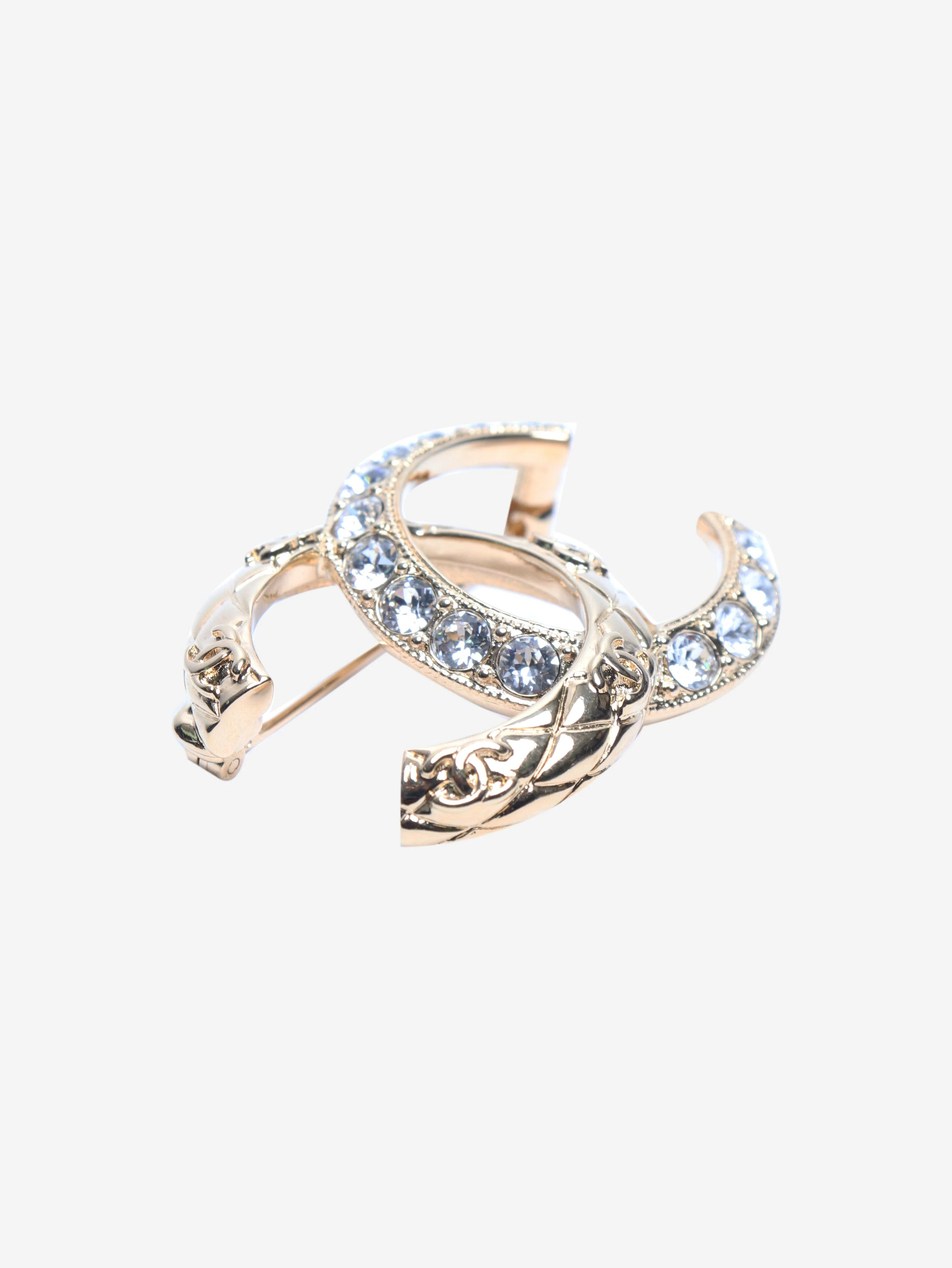Gold CC diamante brooch - Image 3