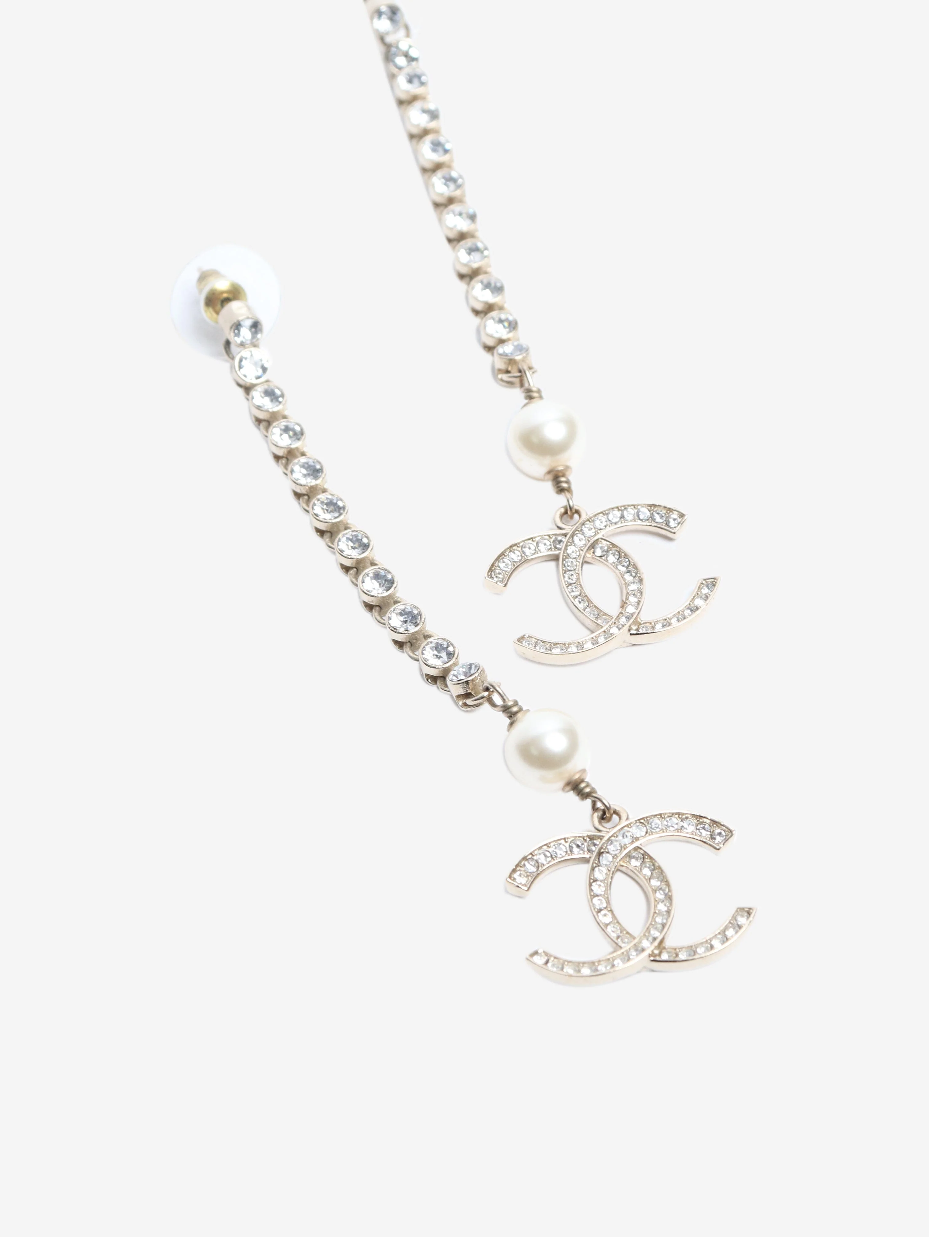 Gold CC diamante drop earrings - Image 2
