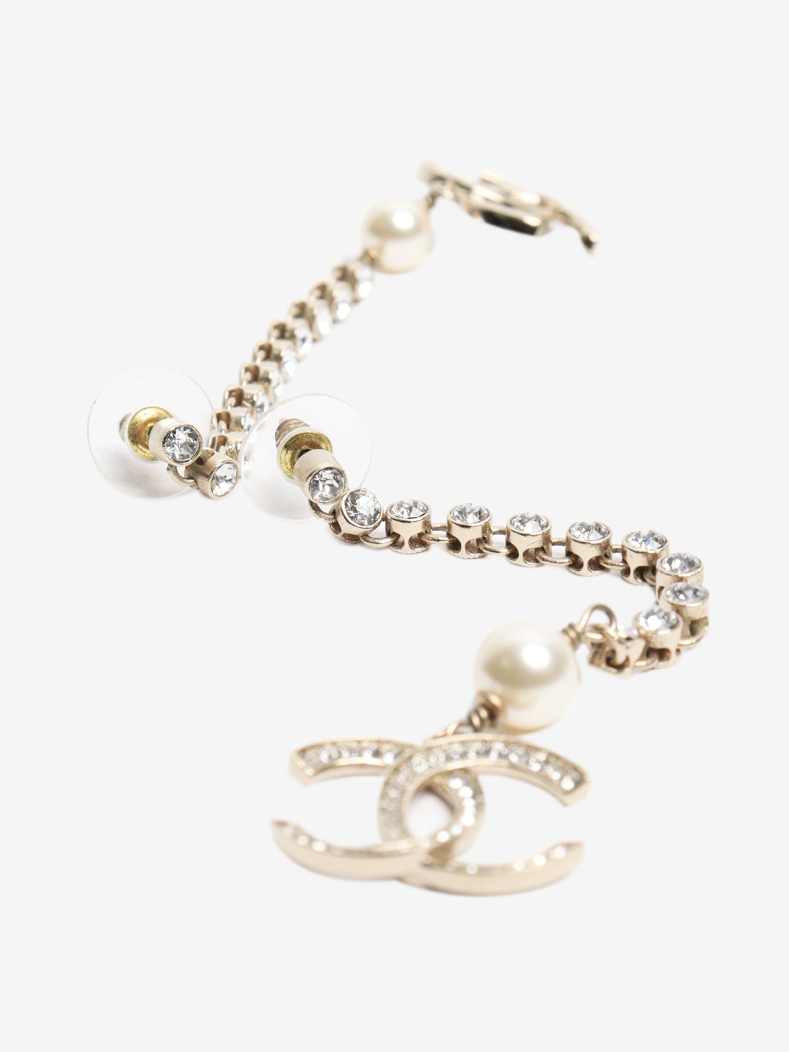 Gold CC diamante drop earrings - Image 3