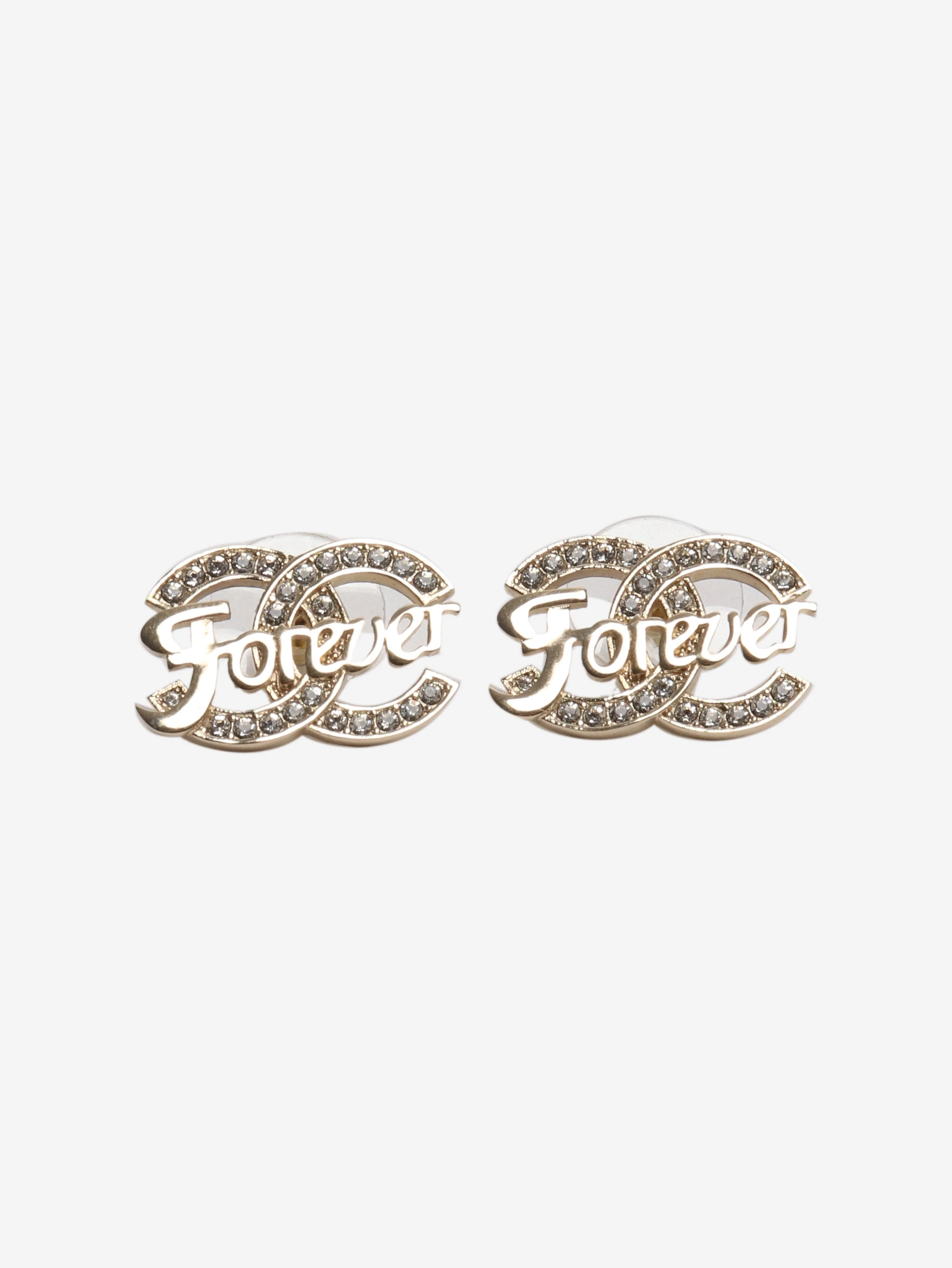 Gold CC forever stud earrings