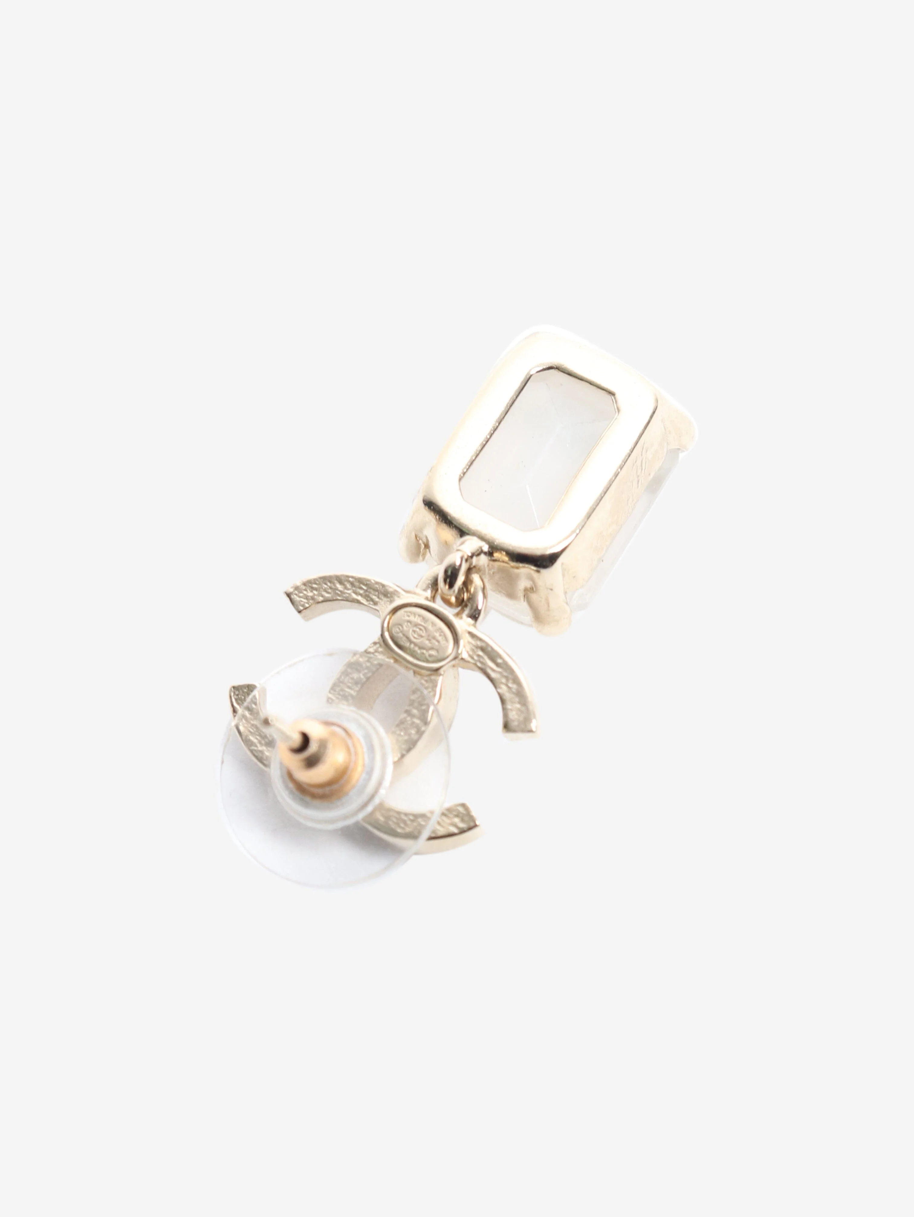 Gold CC gemstone drop earrings - Image 2
