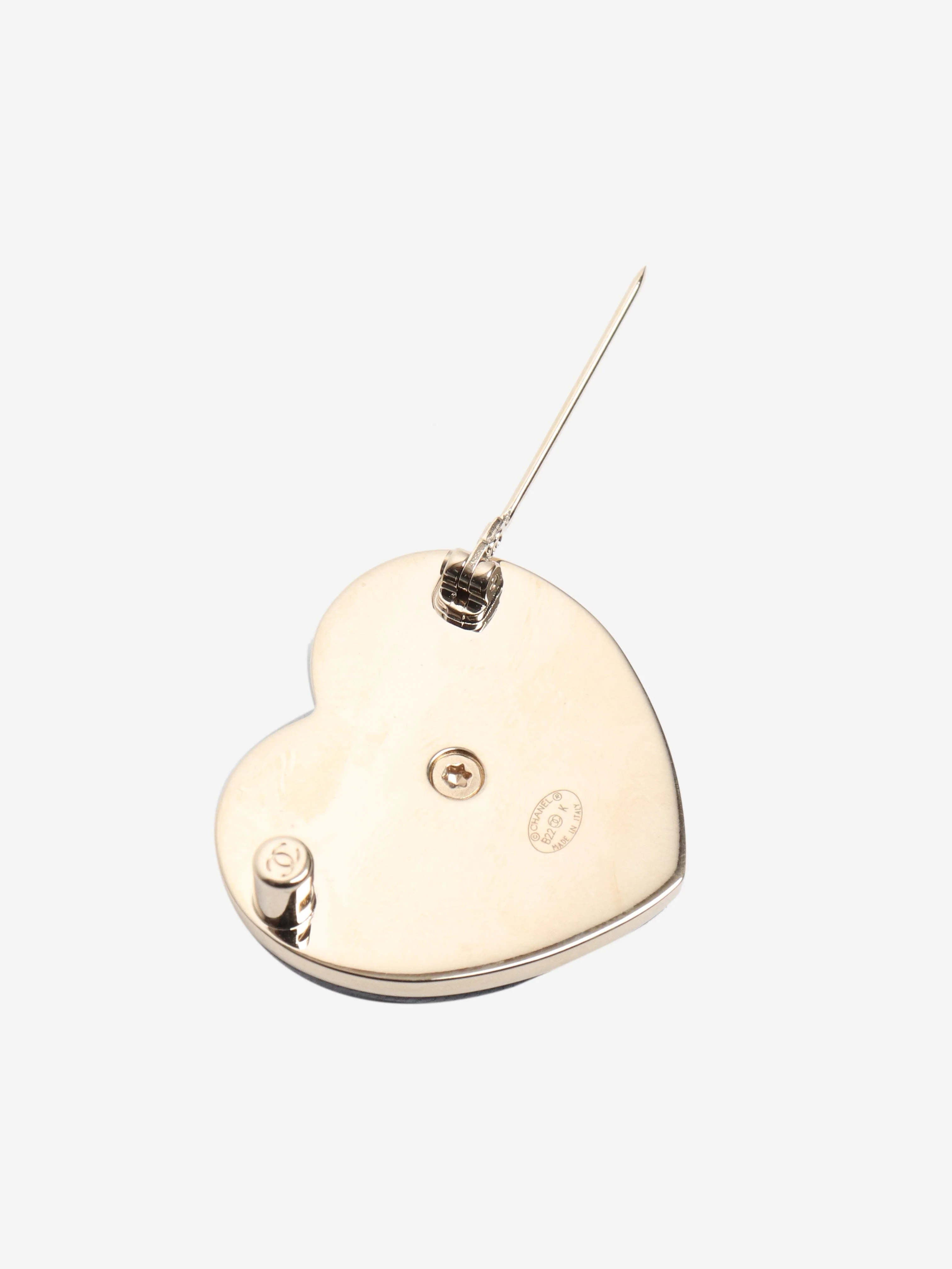 Gold CC heart brooch - Image 3
