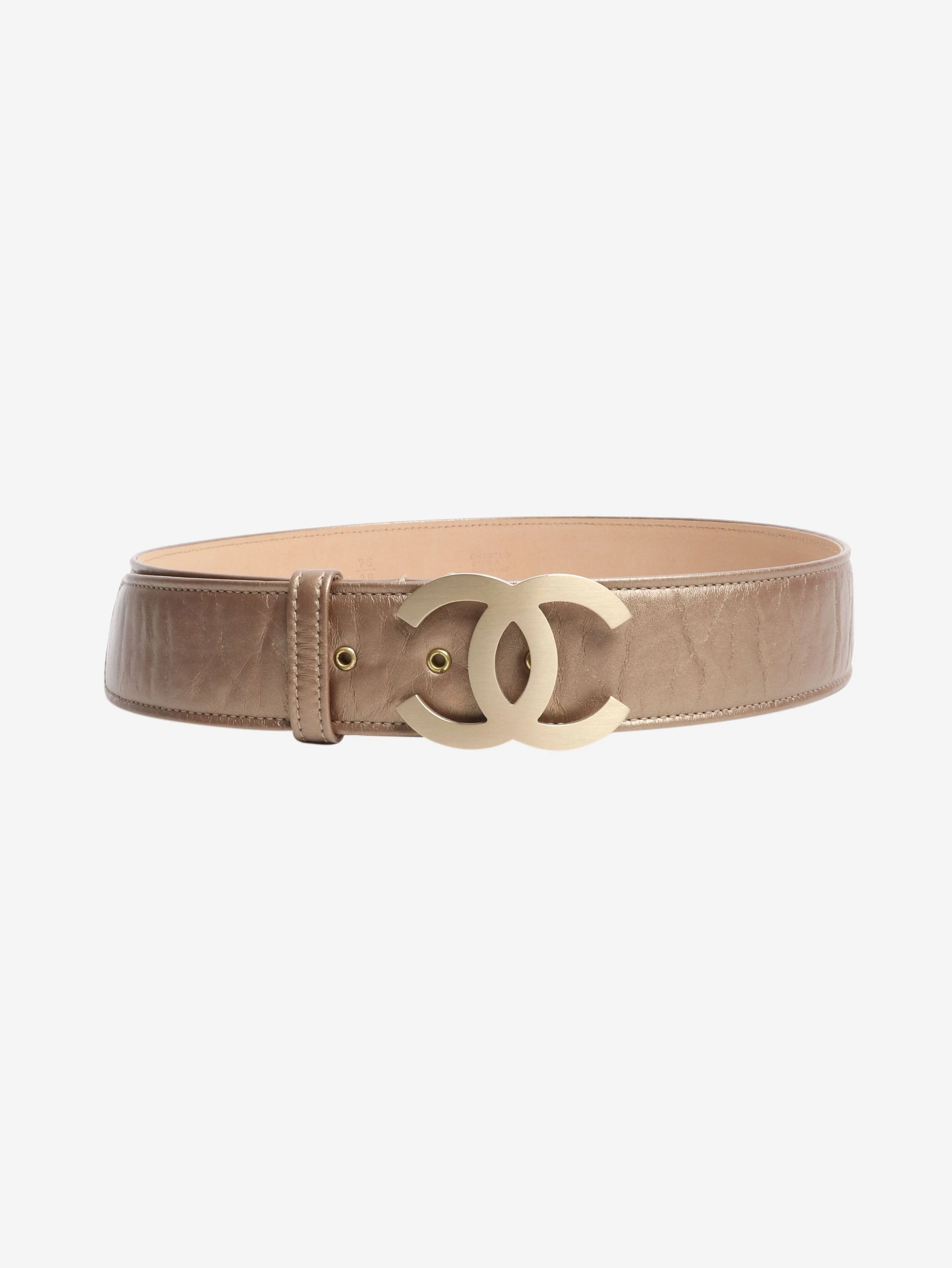 Gold CC leather belt