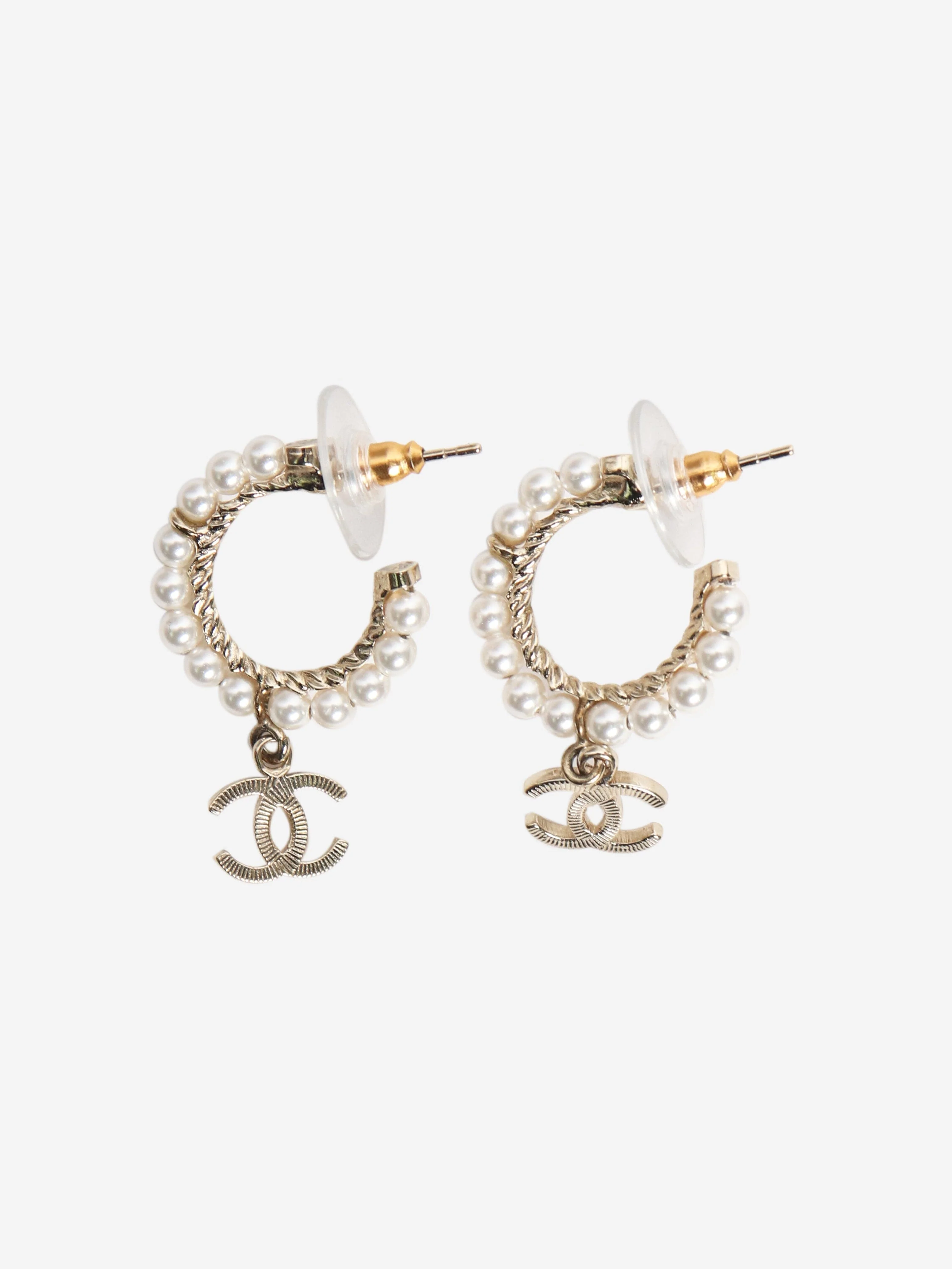 Gold pearl sleeper earrings