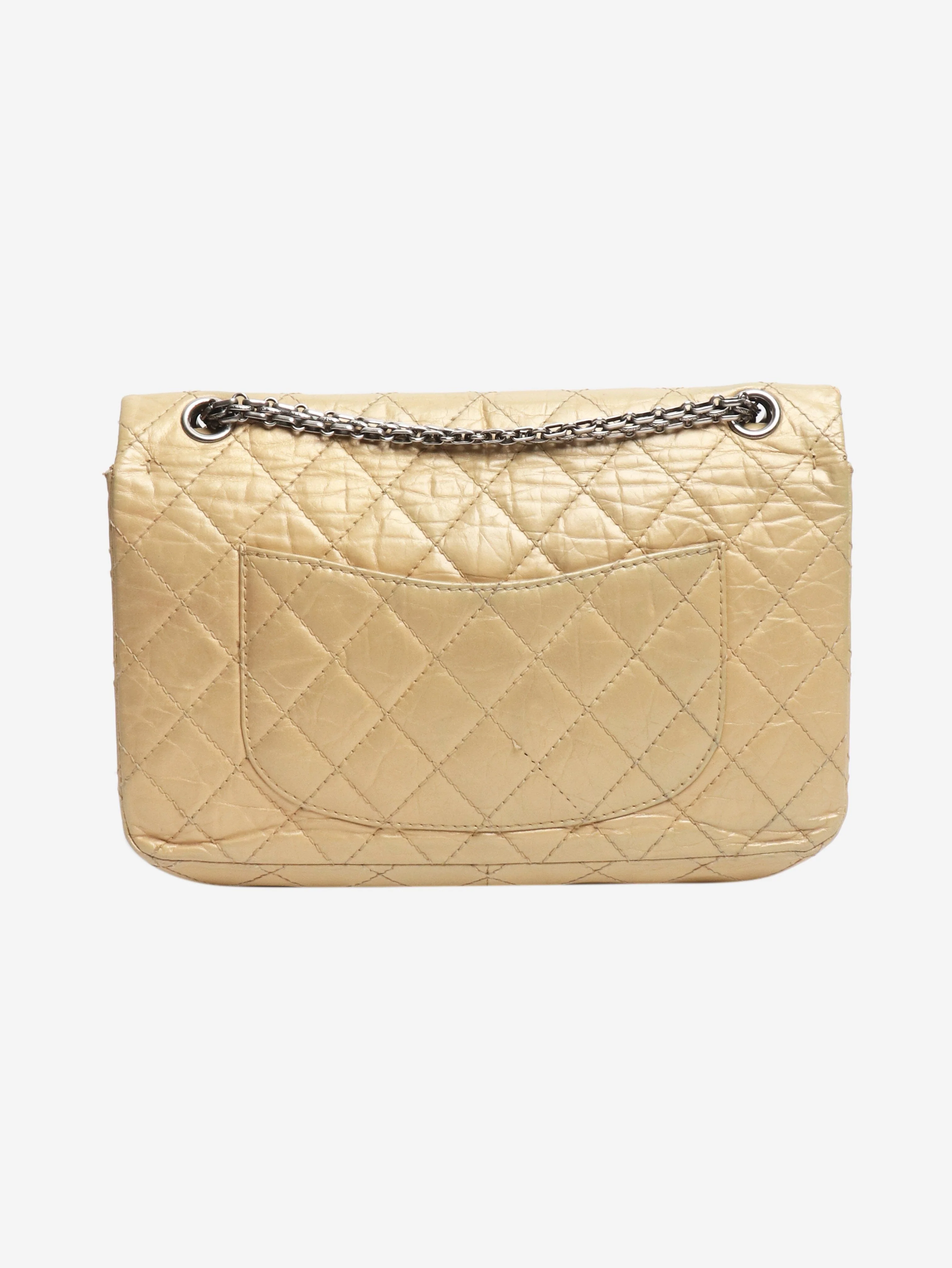Gold vintage 1991 2.55 medium lambskin shoulder bag - Image 3
