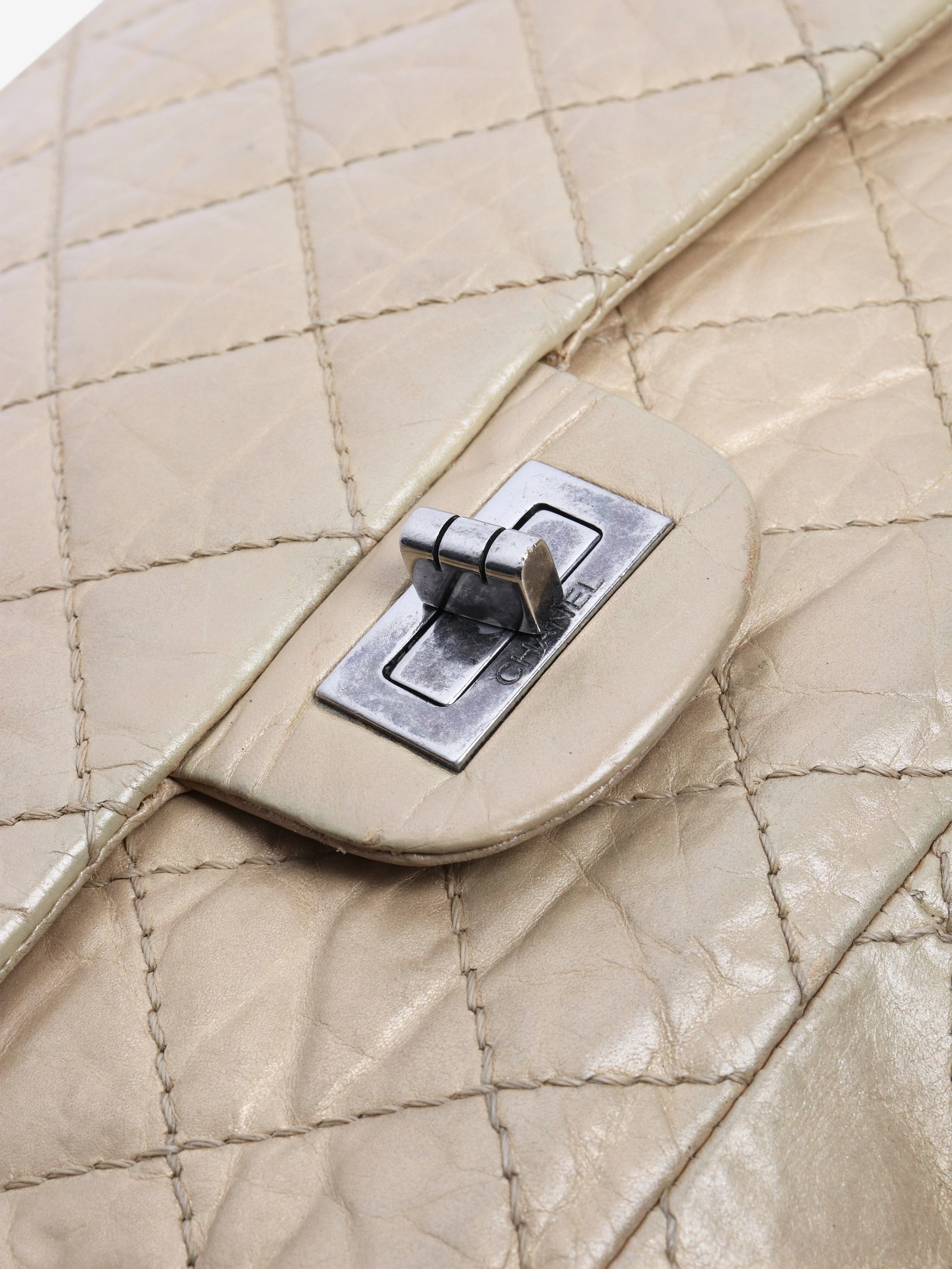Gold vintage 1991 2.55 medium lambskin shoulder bag - Image 5