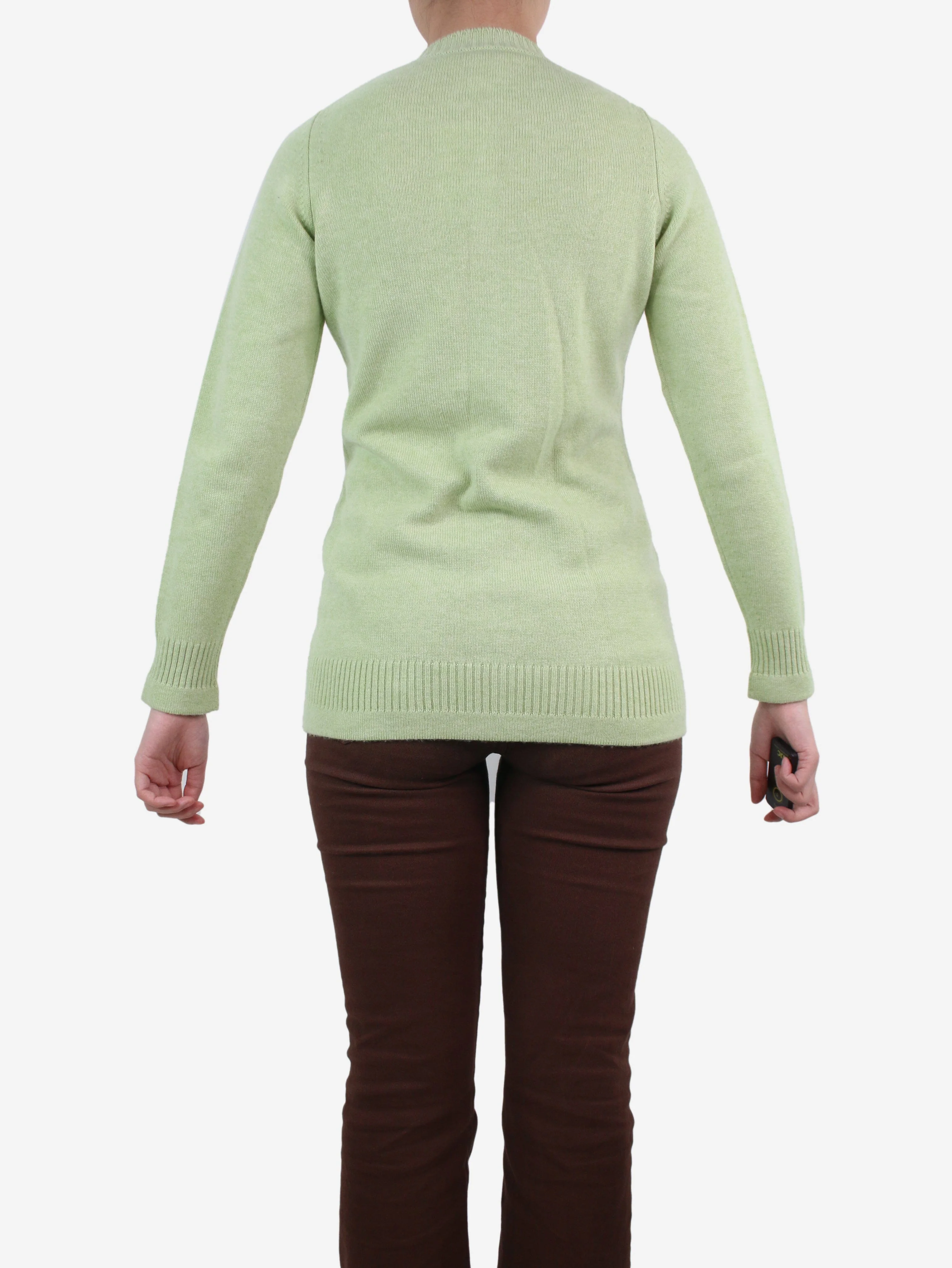 Green brand logo cashmere cardigan - size UK 10 - Image 5