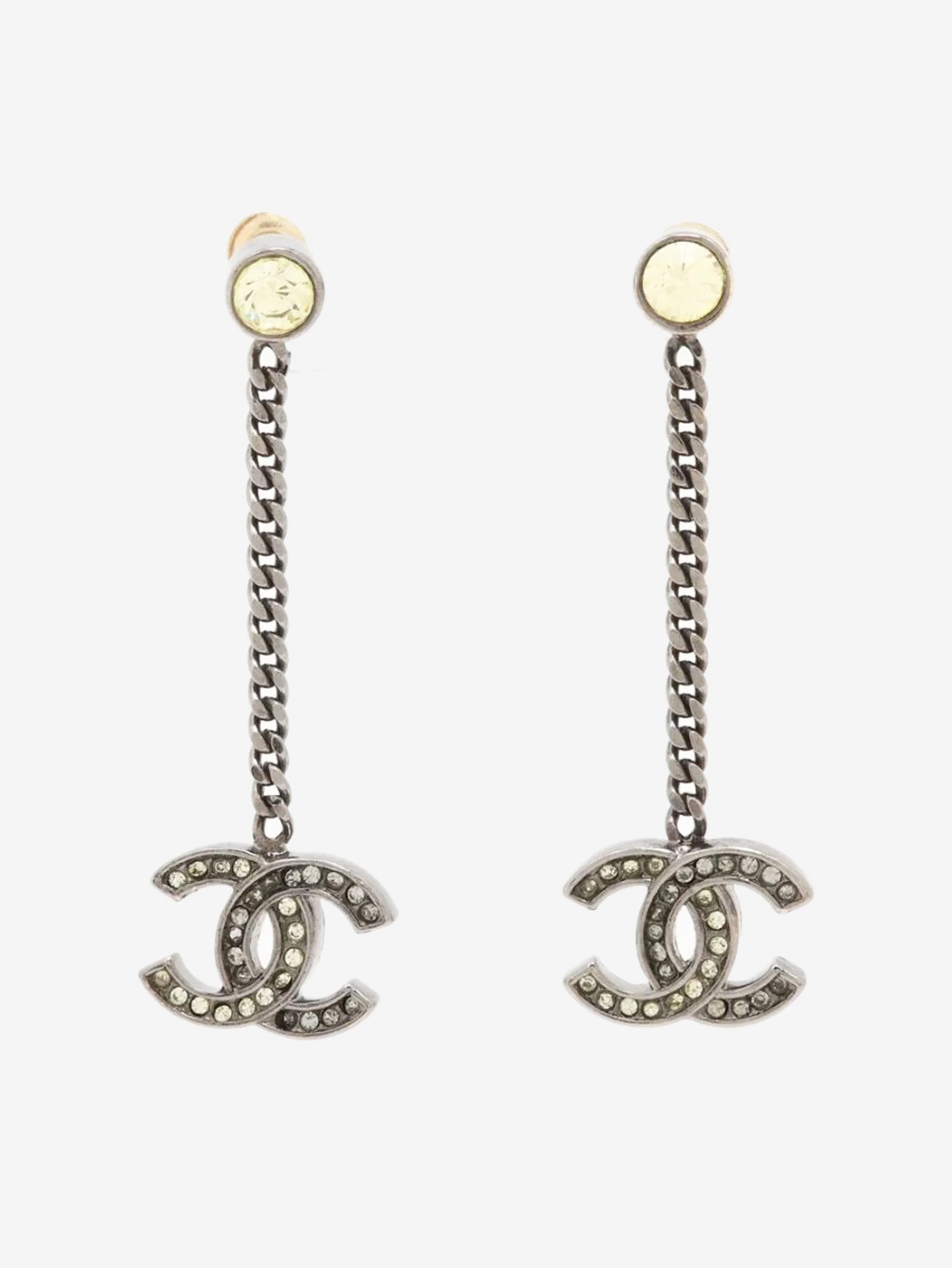 Gunmetal Coco Mark 06P rhinestone earrings