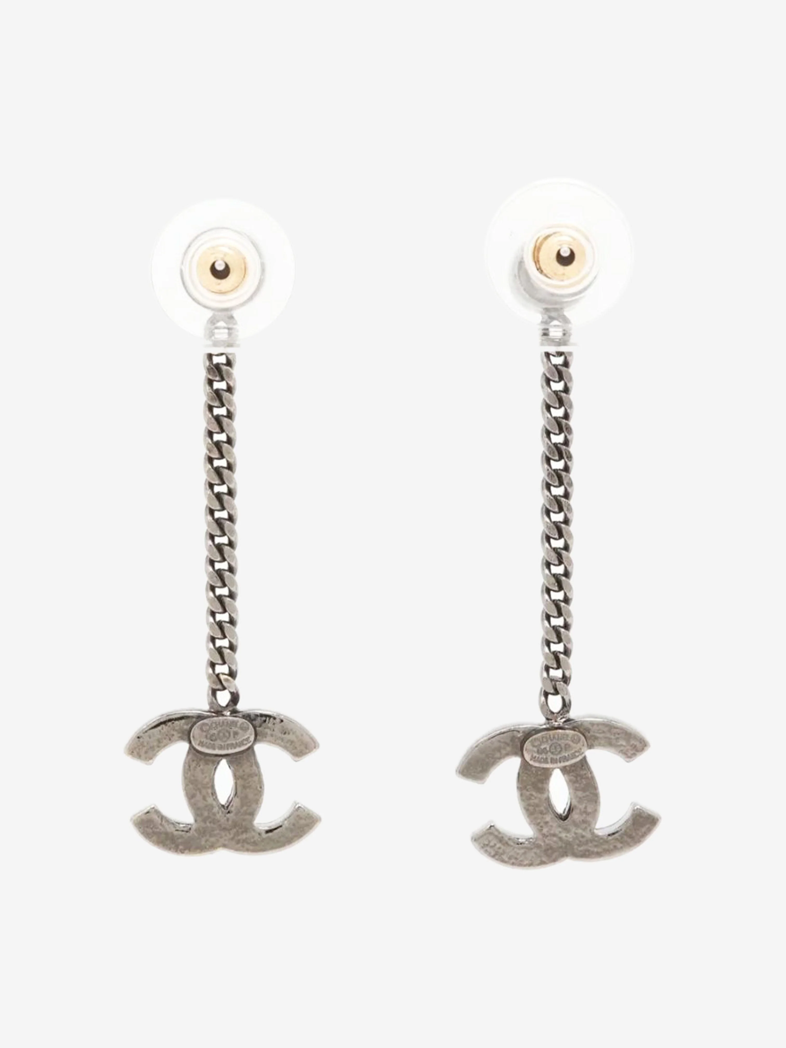 Gunmetal Coco Mark 06P rhinestone earrings - Image 2