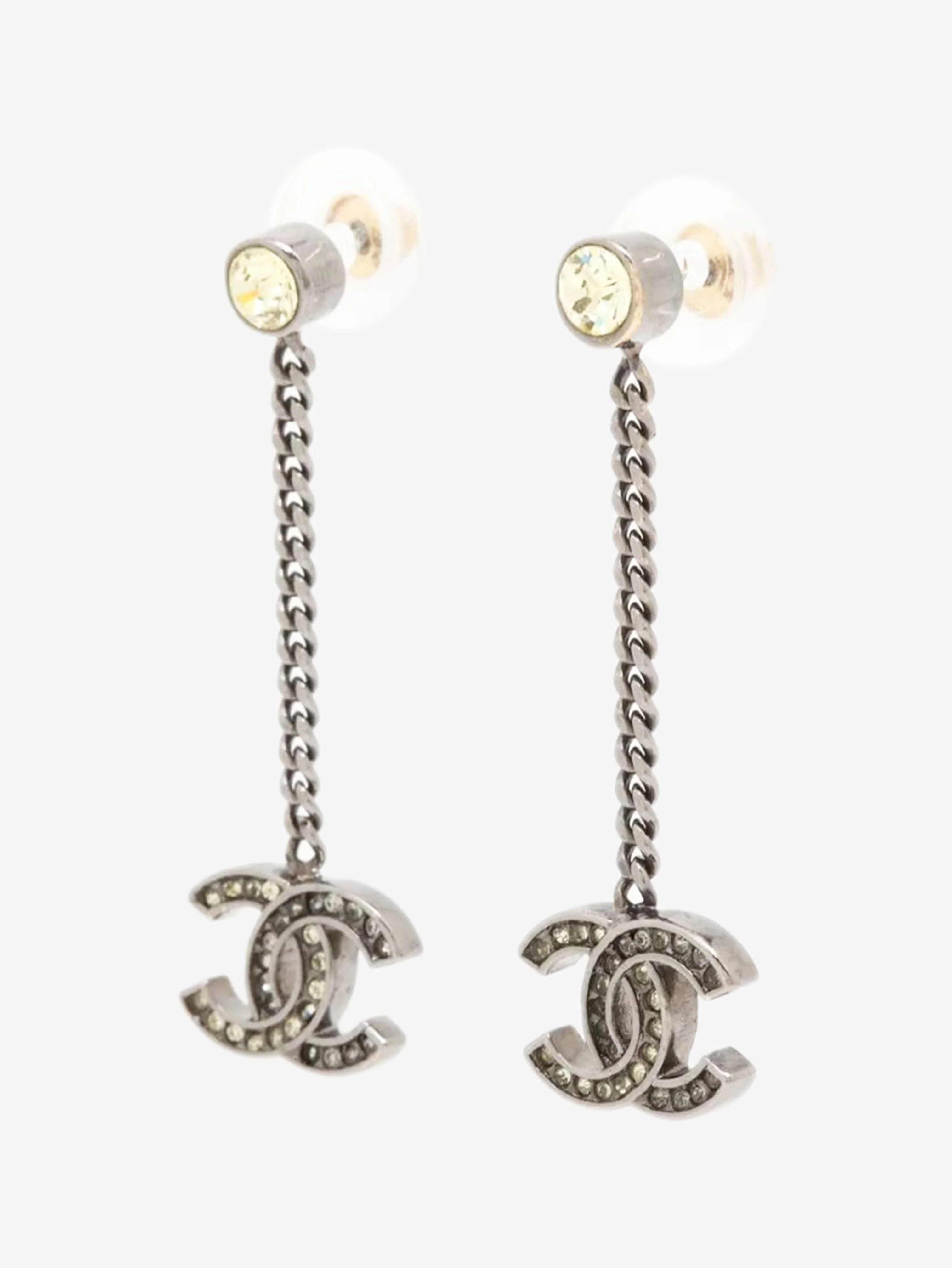 Gunmetal Coco Mark 06P rhinestone earrings - Image 3