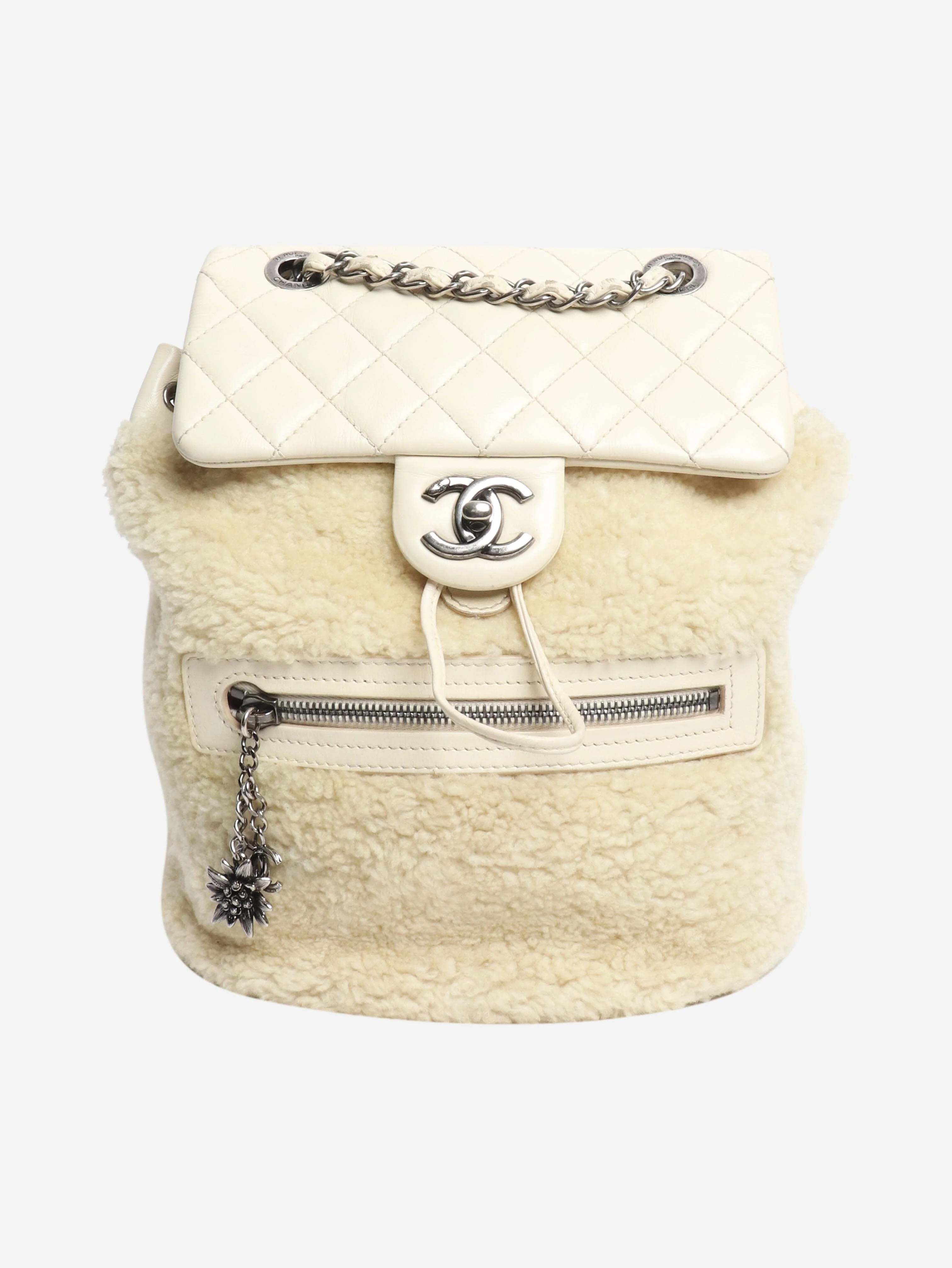 Ivory 2015 shearling and lambskin backpack