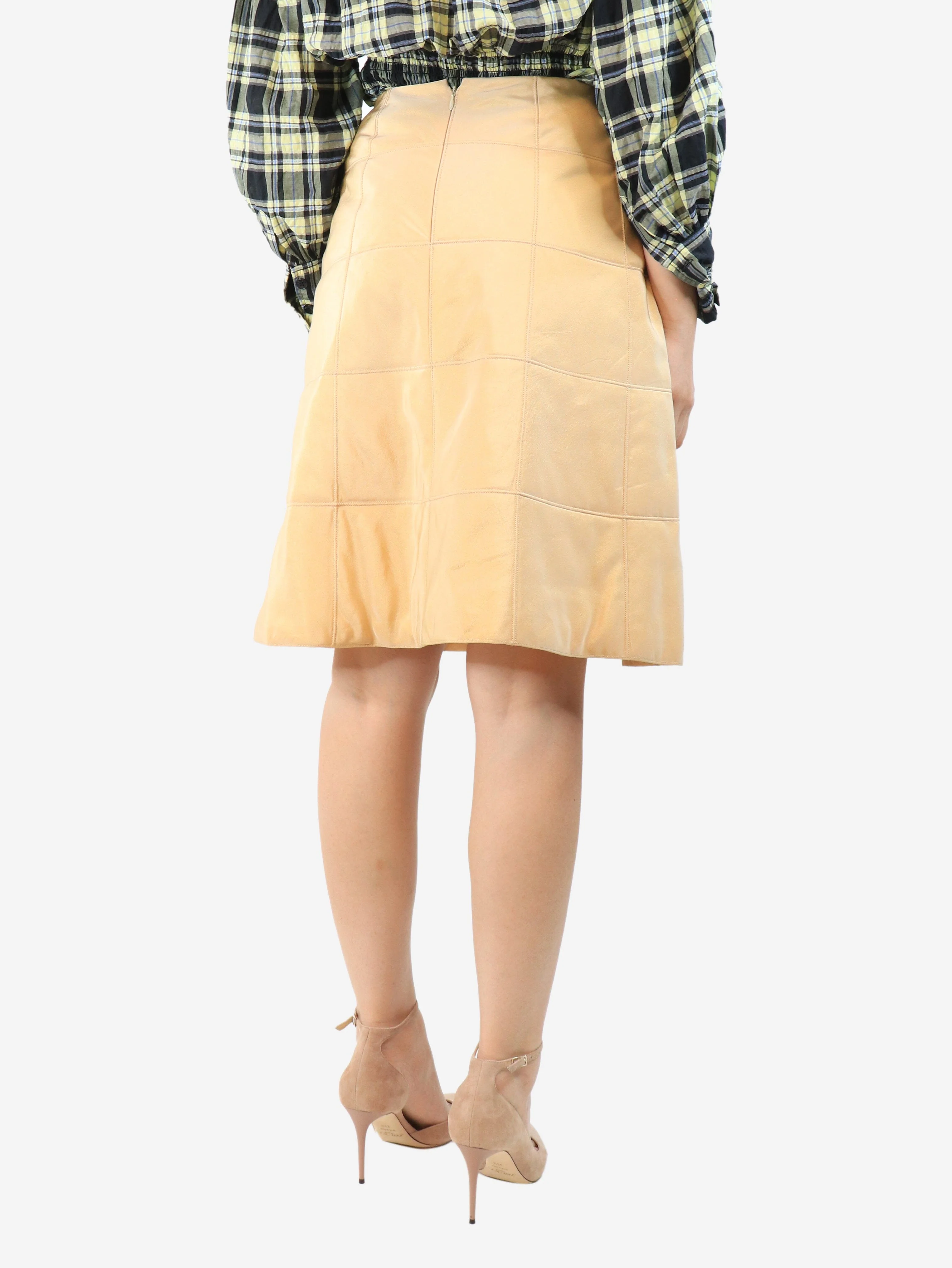 Light orange quilted A-line skirt - size UK 10 - Image 3