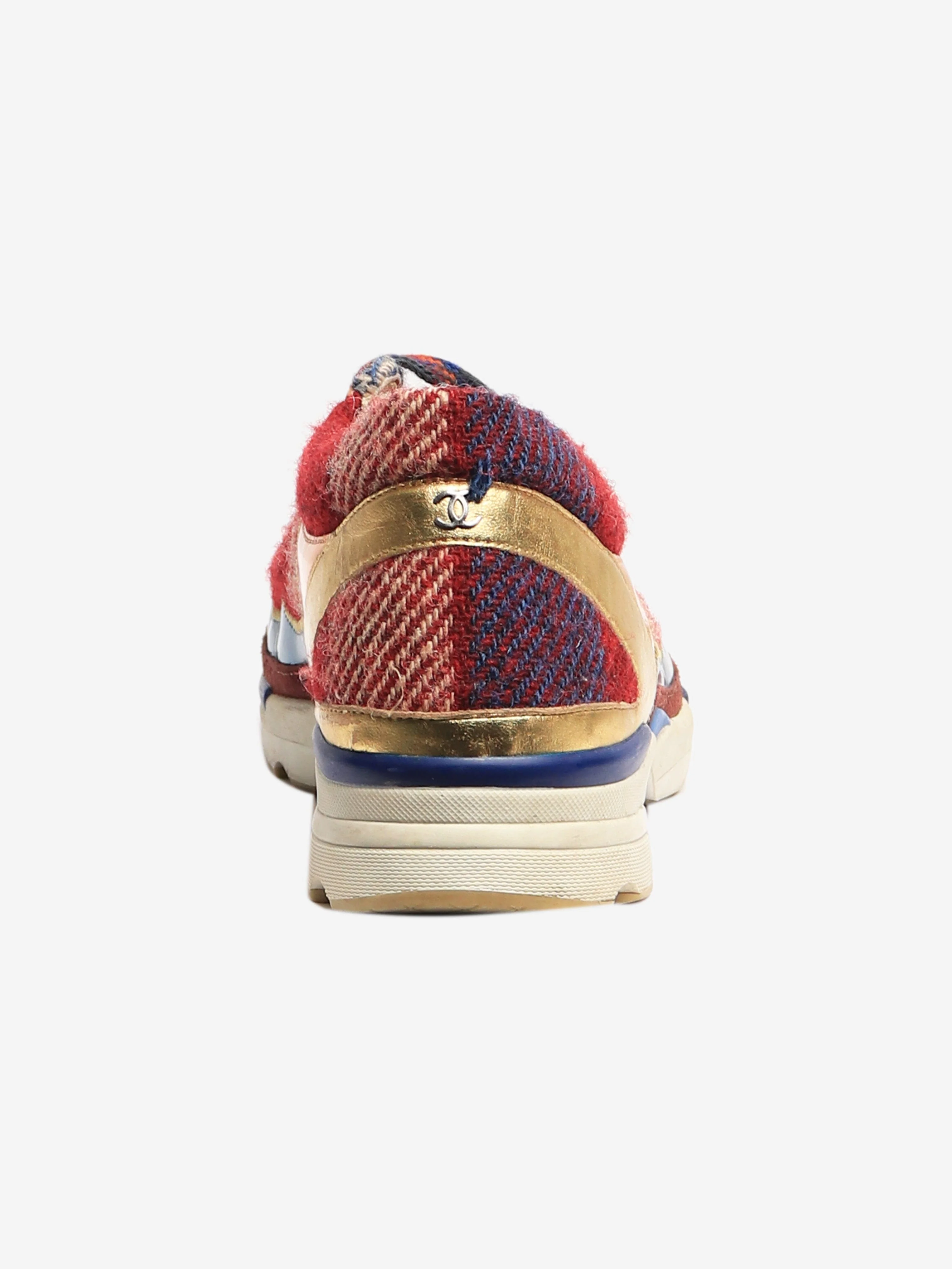 Multicolour tartan leather and tweed CC sneakers - size EU 39 - Image 3