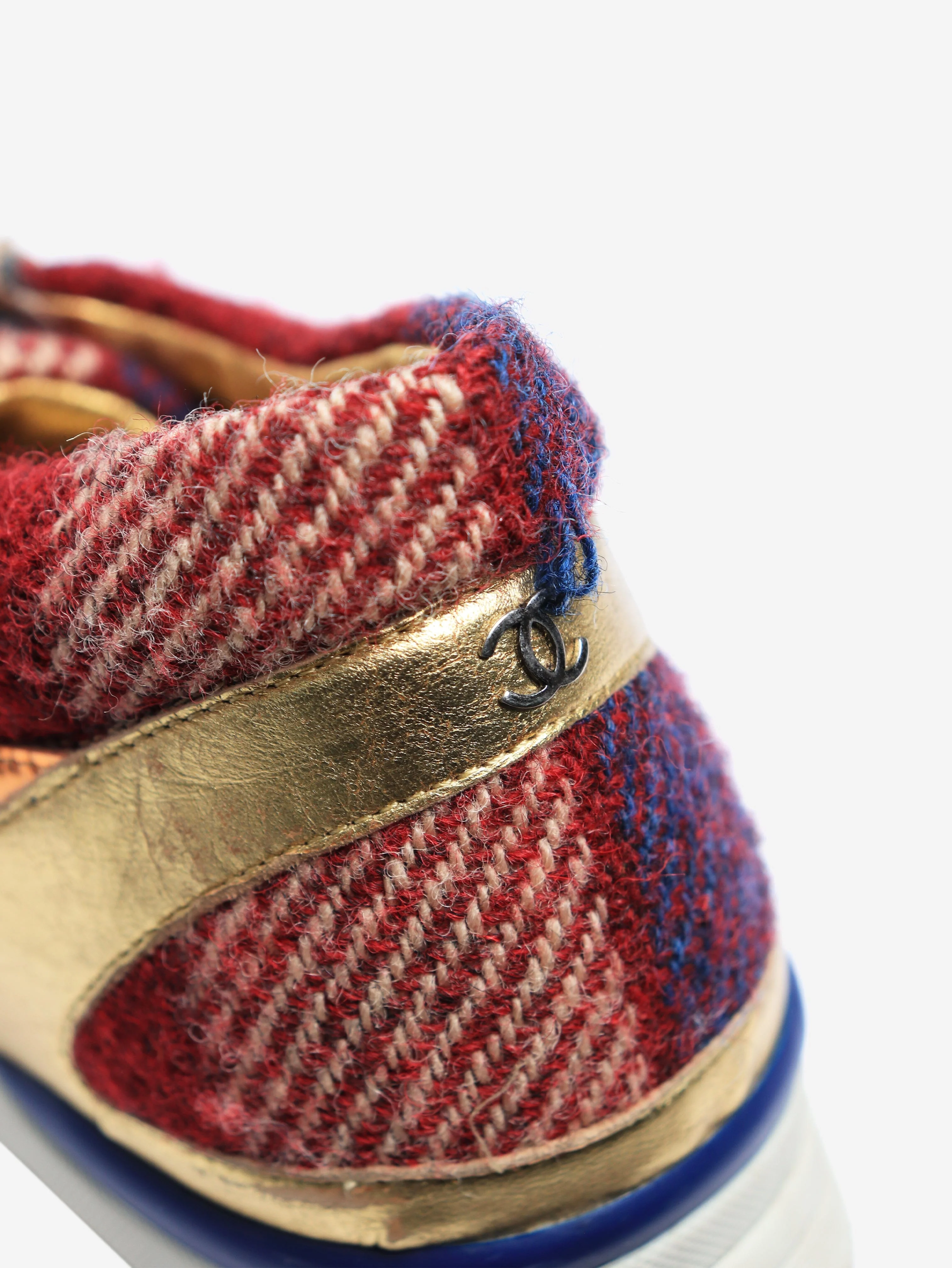 Multicolour tartan leather and tweed CC sneakers - size EU 39 - Image 6