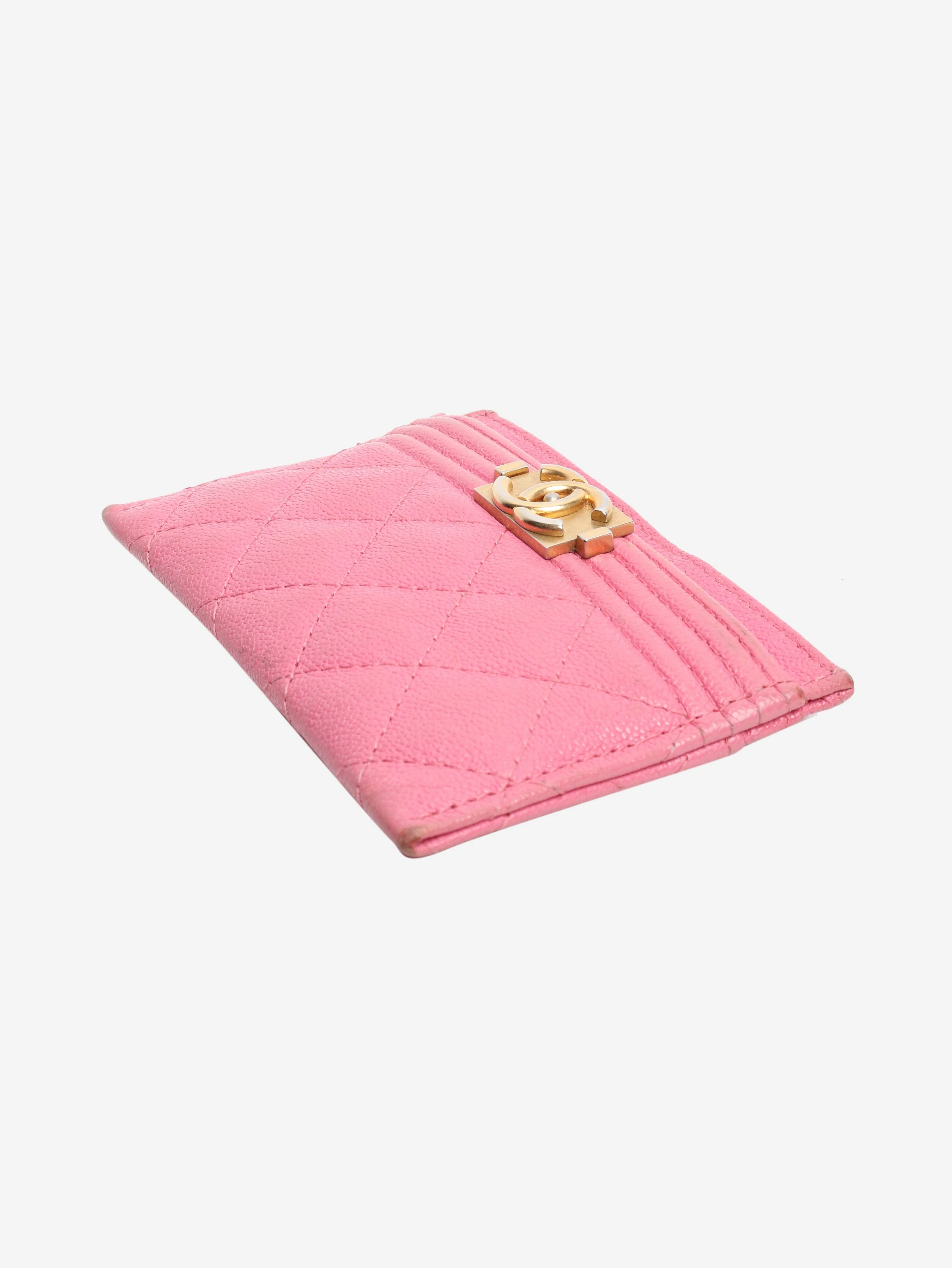 Pink 2018 Boy caviar quilted cardholder - Image 3