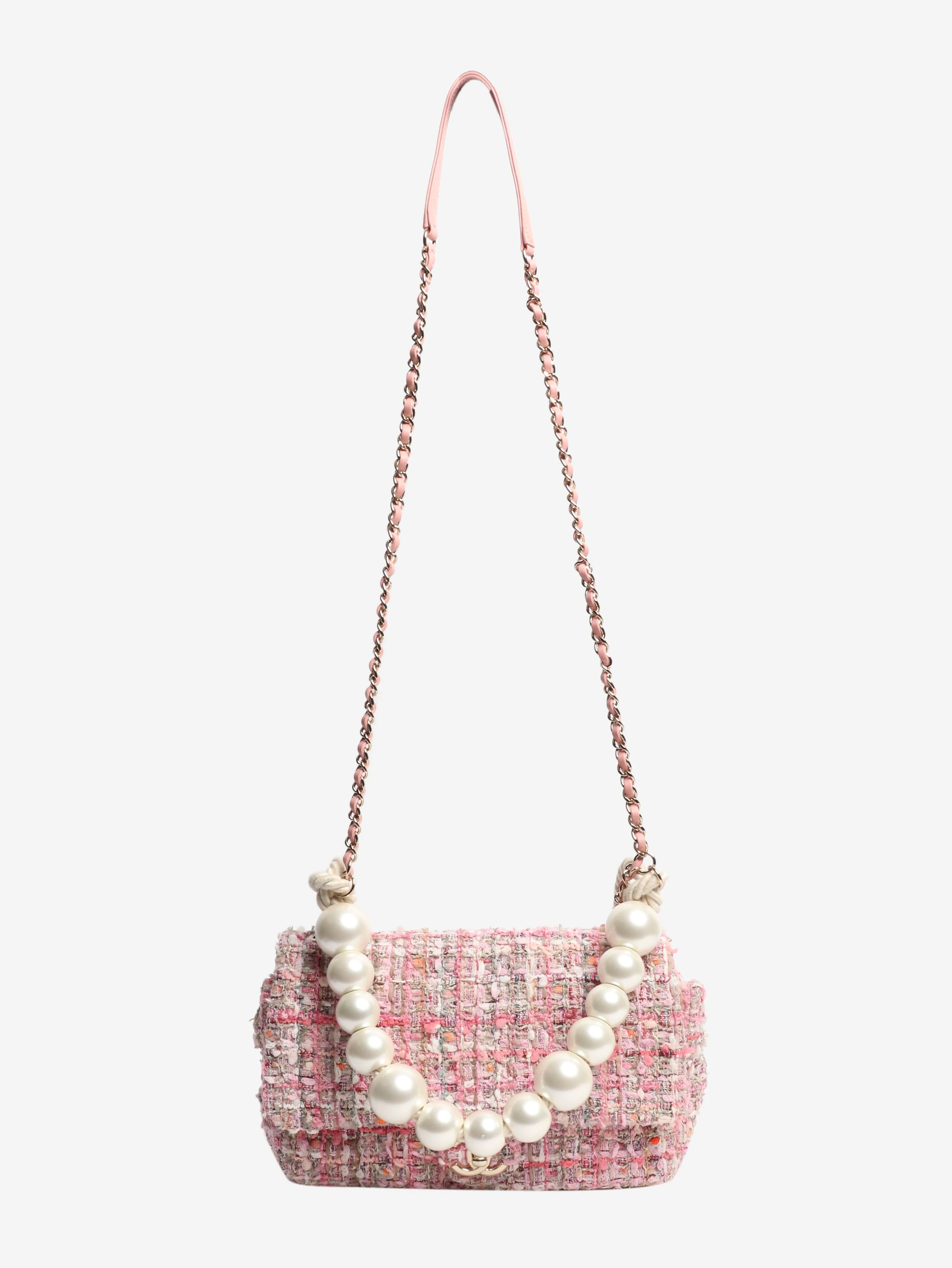 Pink 2019 pearl and tweed bag - Image 2