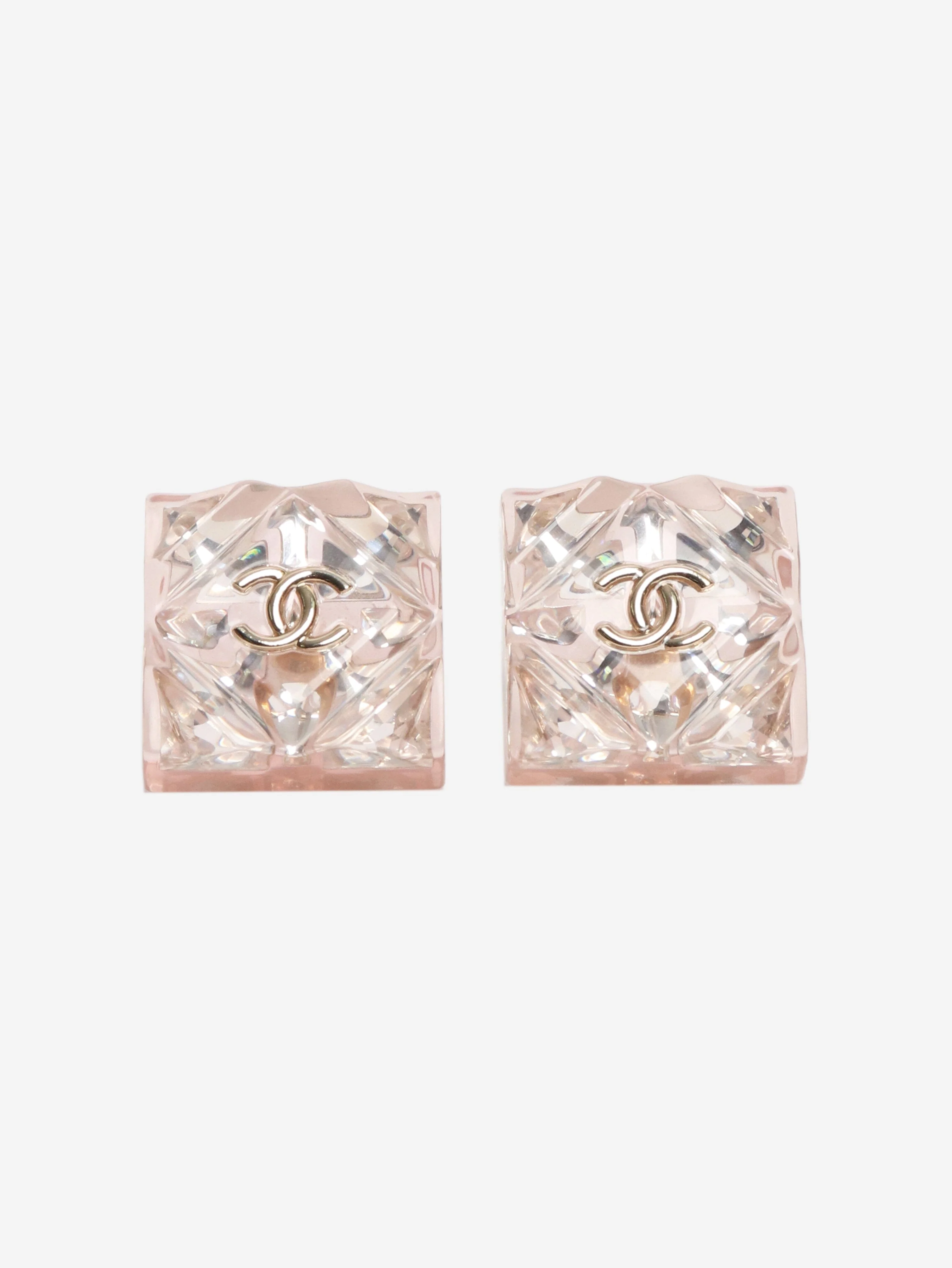 Pink resin square studs