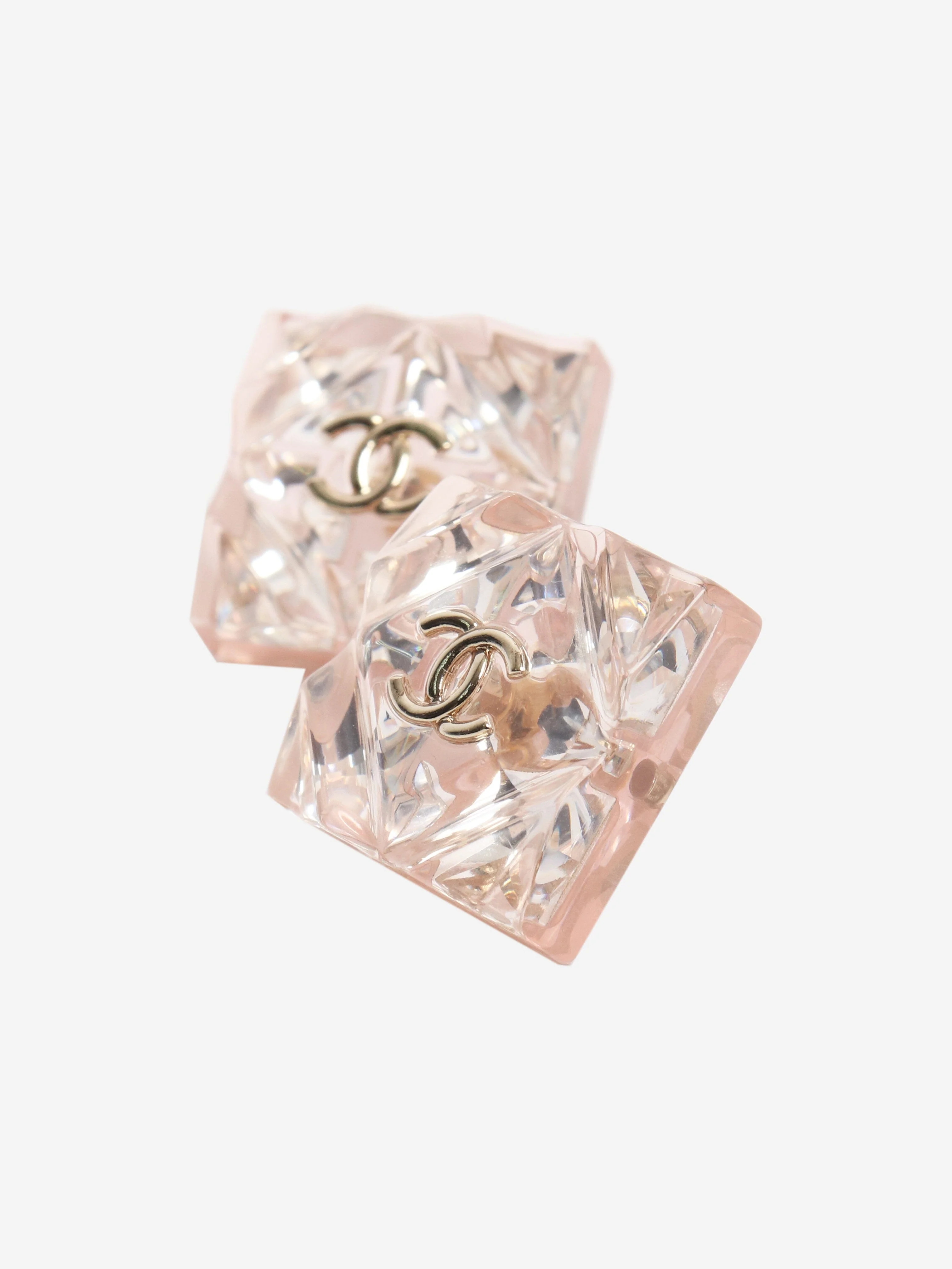 Pink resin square studs - Image 3