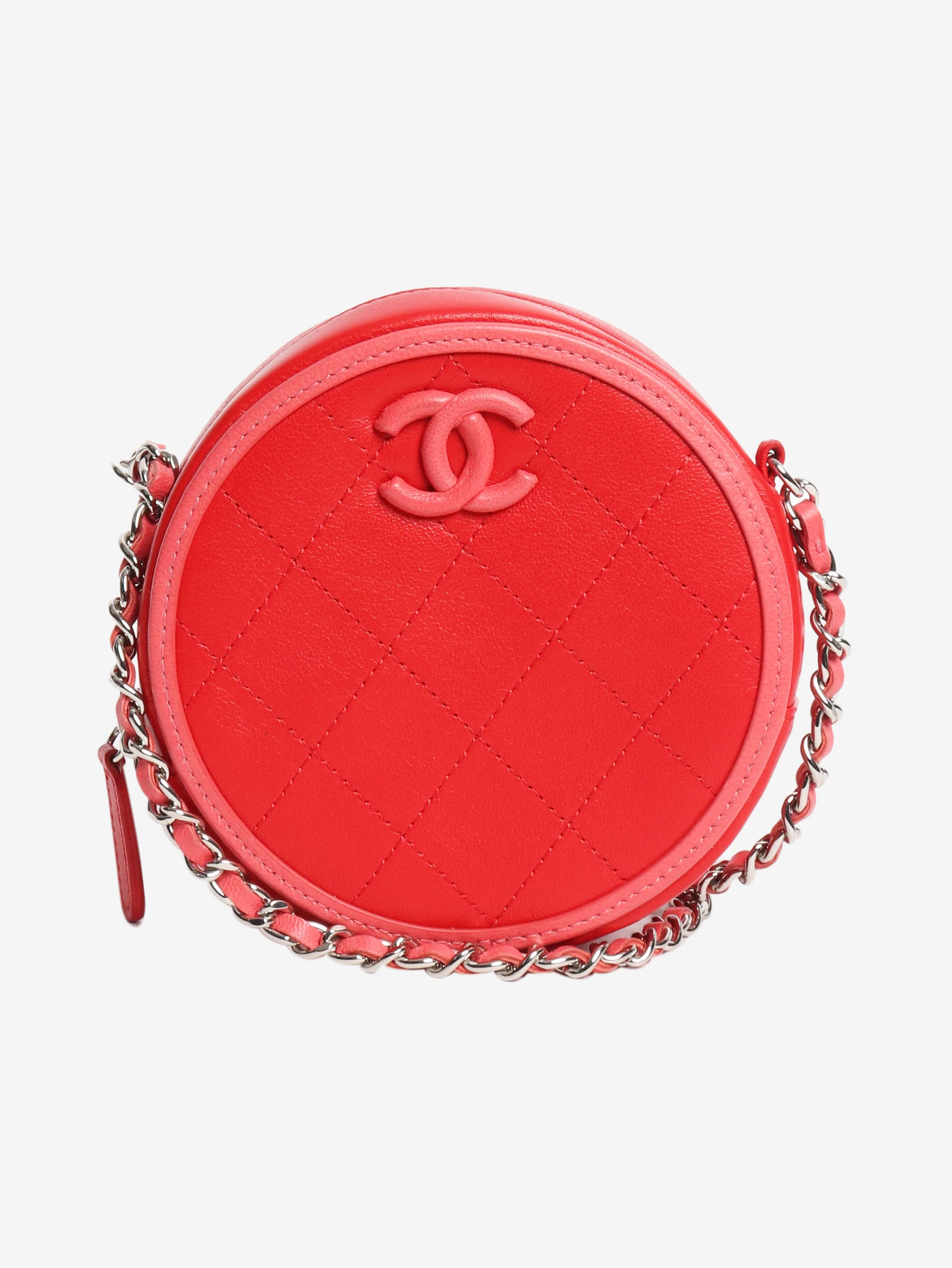 Red 2019 lambskin round crossbody bag