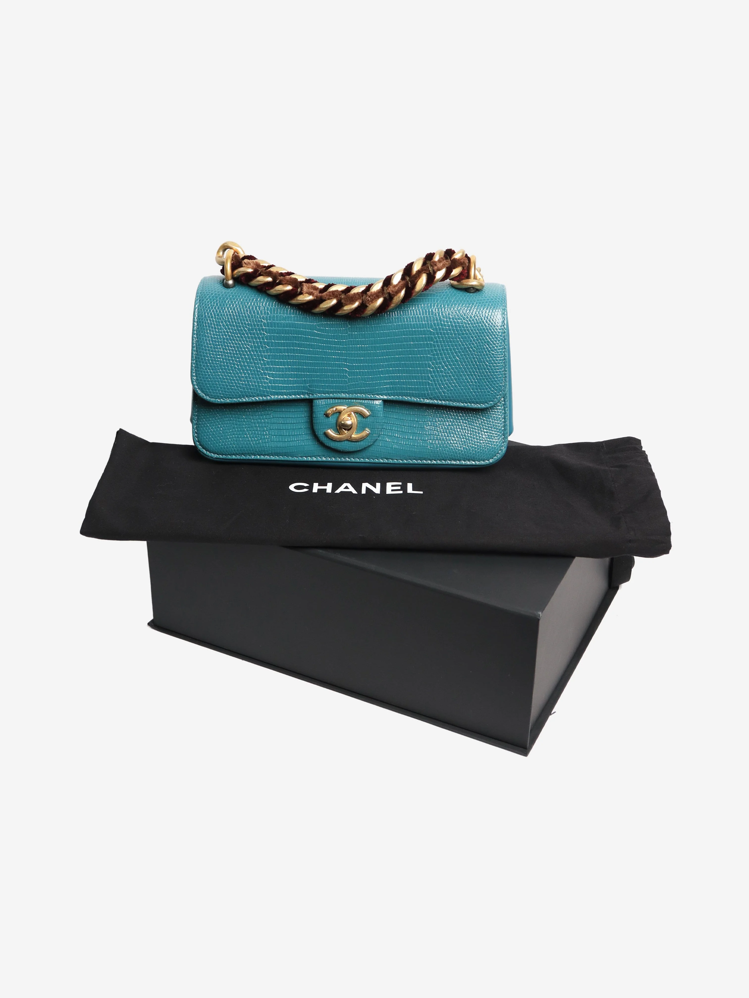 Turquoise exotic mini flap shouder bag - Image 9