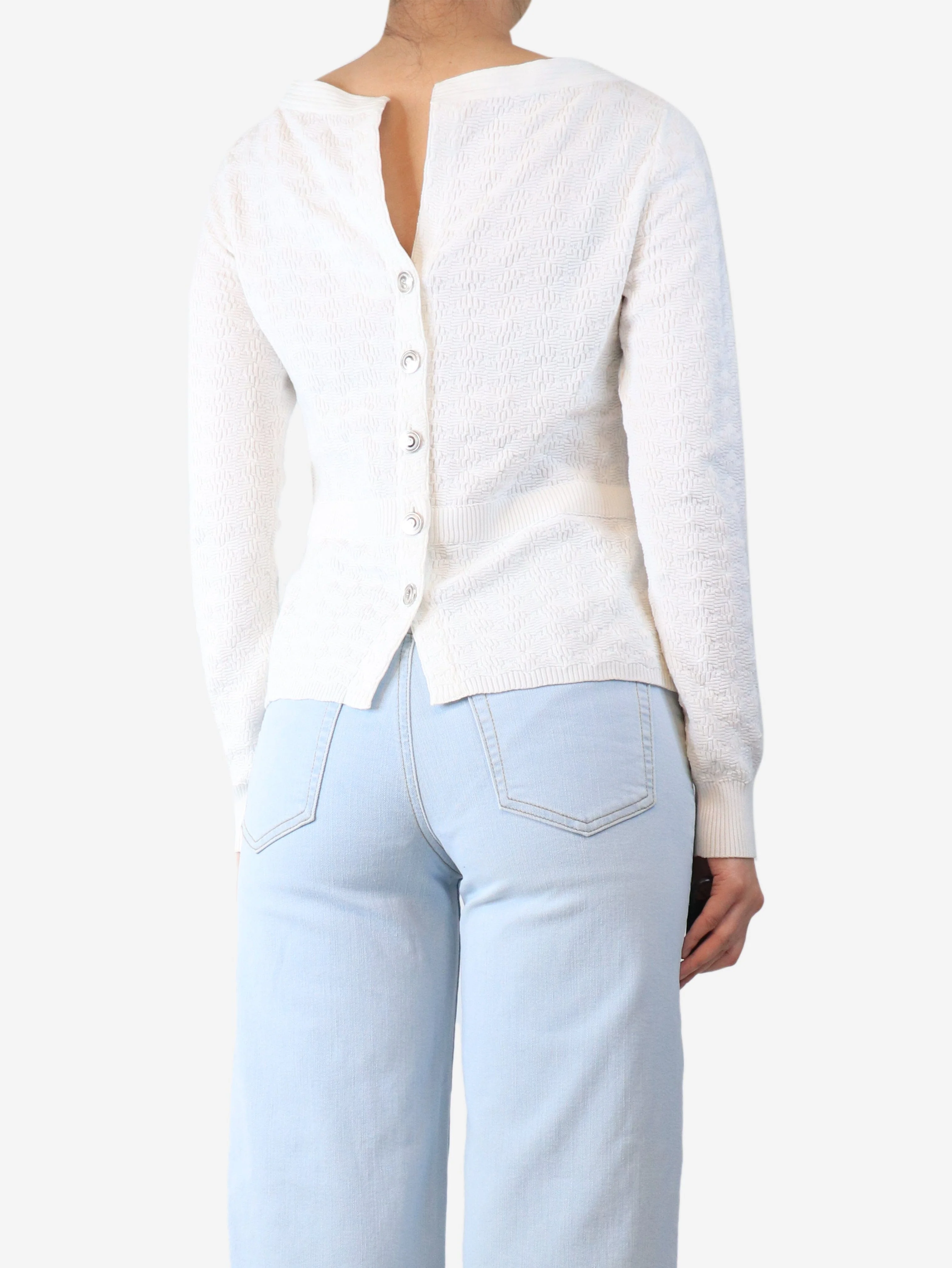 White knit cardigan - size UK 8 - Image 2