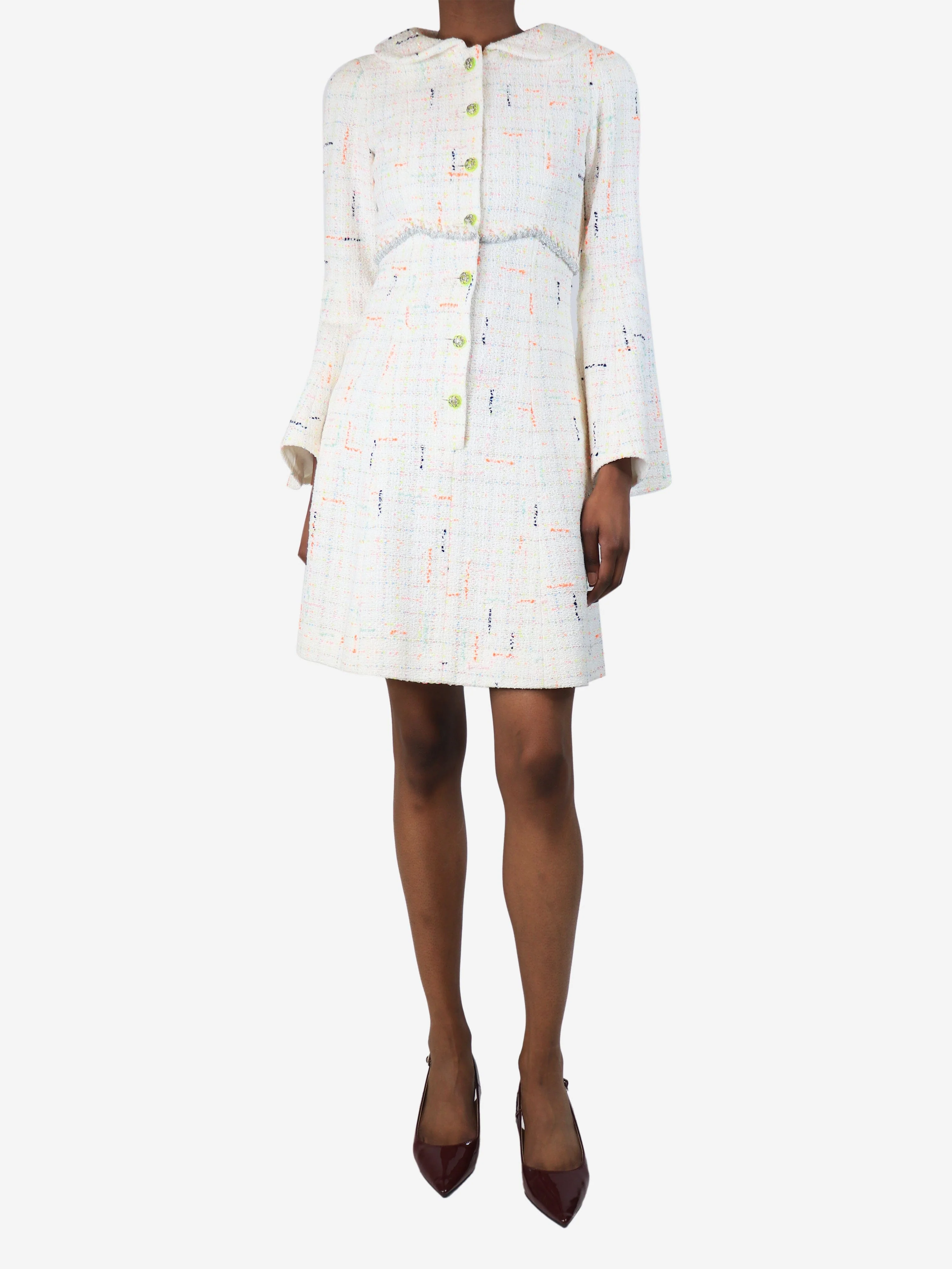 White Resort 2024 tweed mini dress - size UK 6