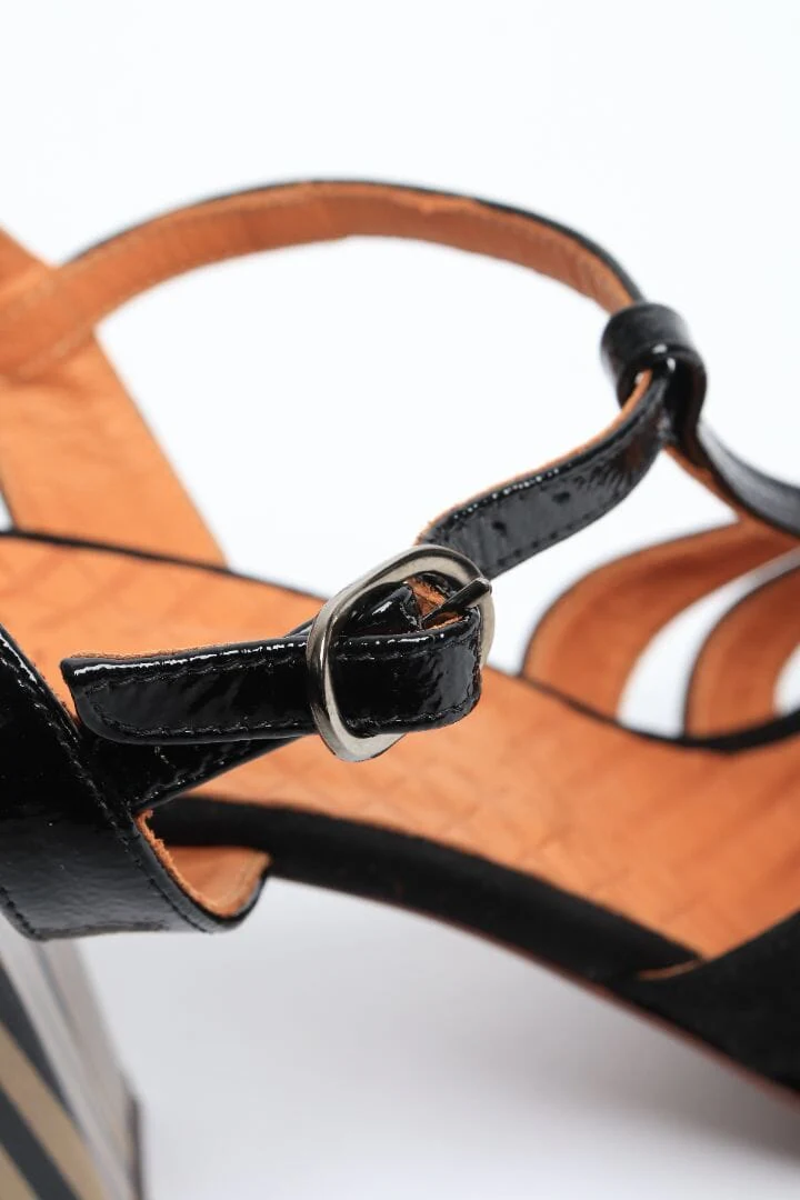 Black suede and leather sandal heels - size EU 40 - Image 5