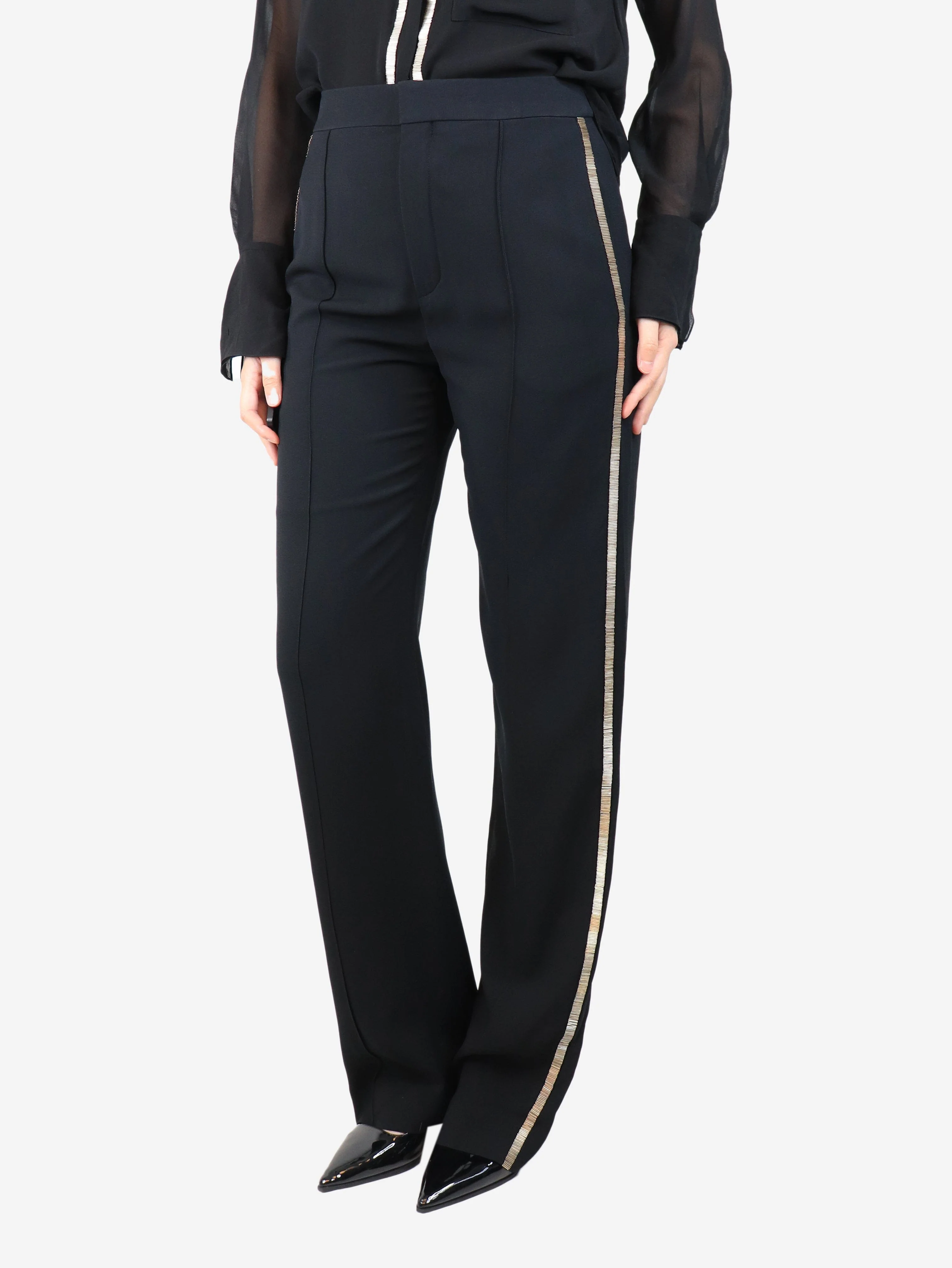 Black embellished trousers - size UK 8