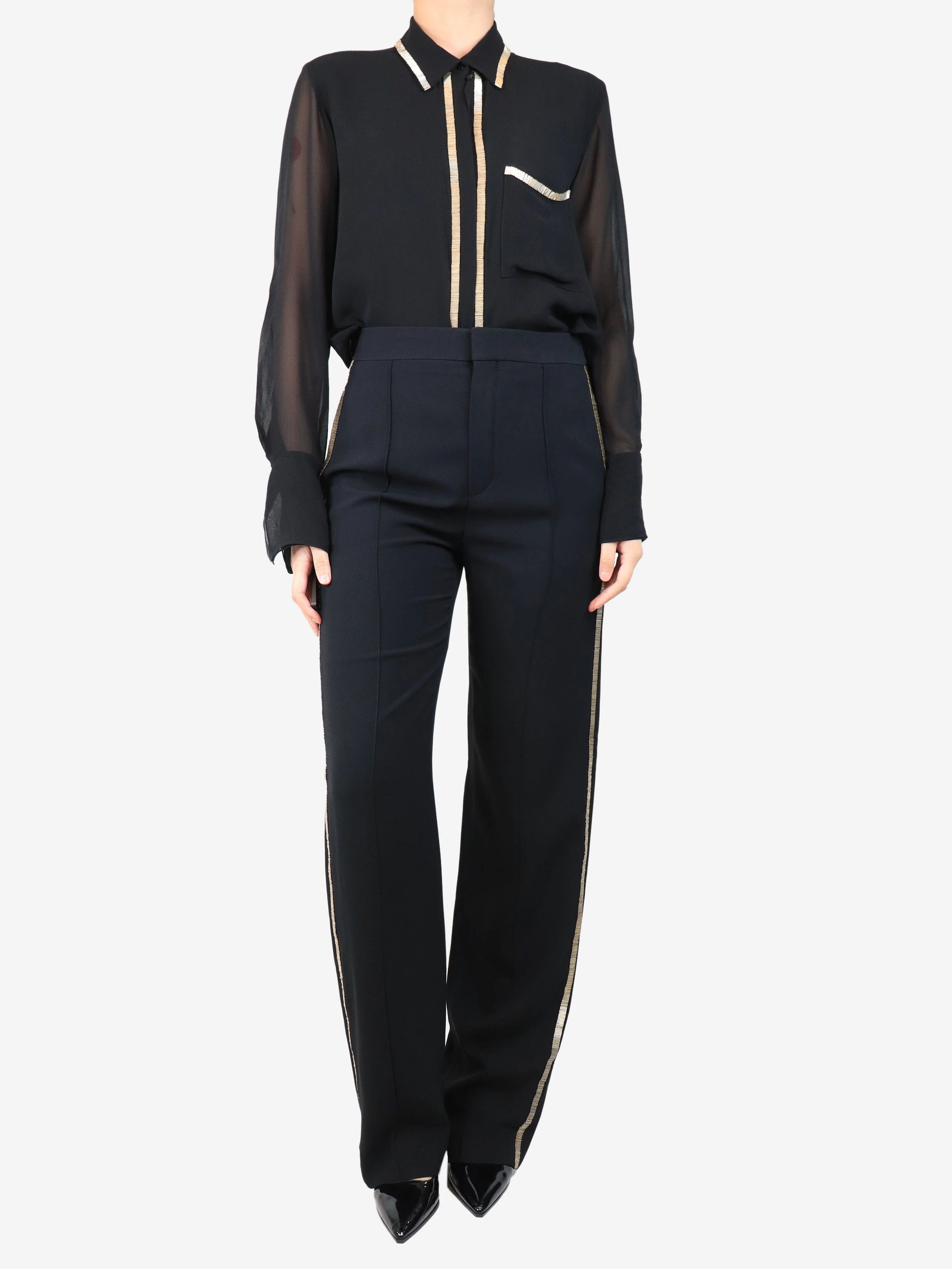 Black embellished trousers - size UK 8 - Image 2