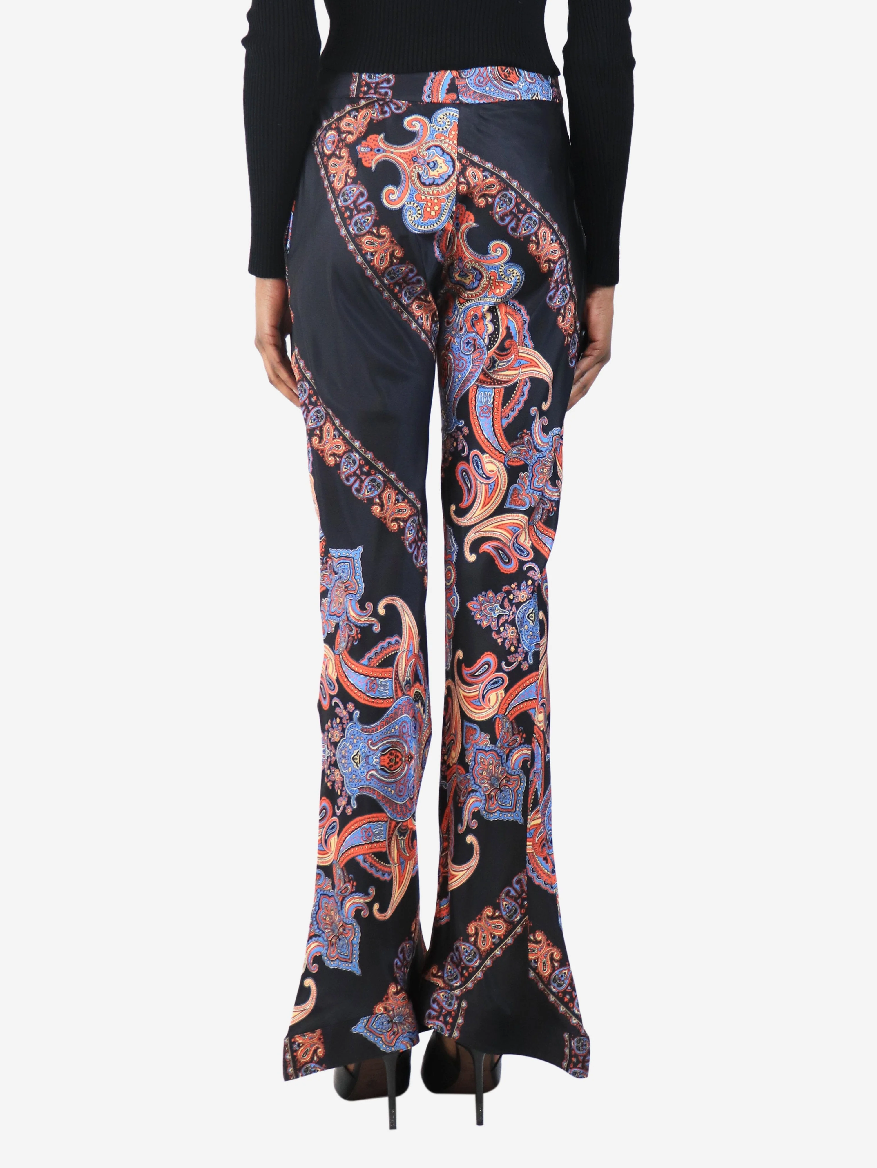 Black paisley trousers - size UK 8 - Image 3