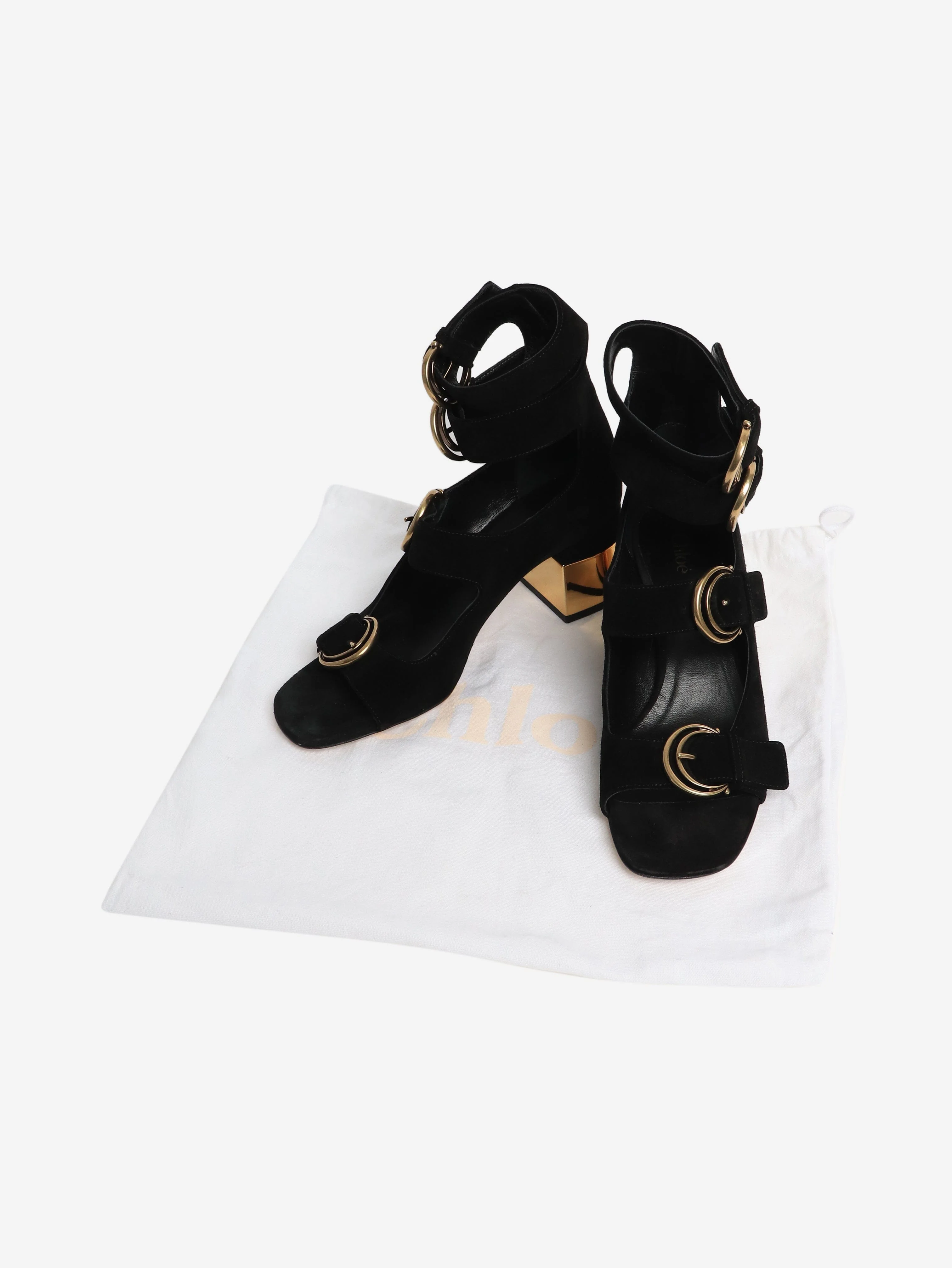 Black suede open-toe pumps - size EU 38 - Image 5