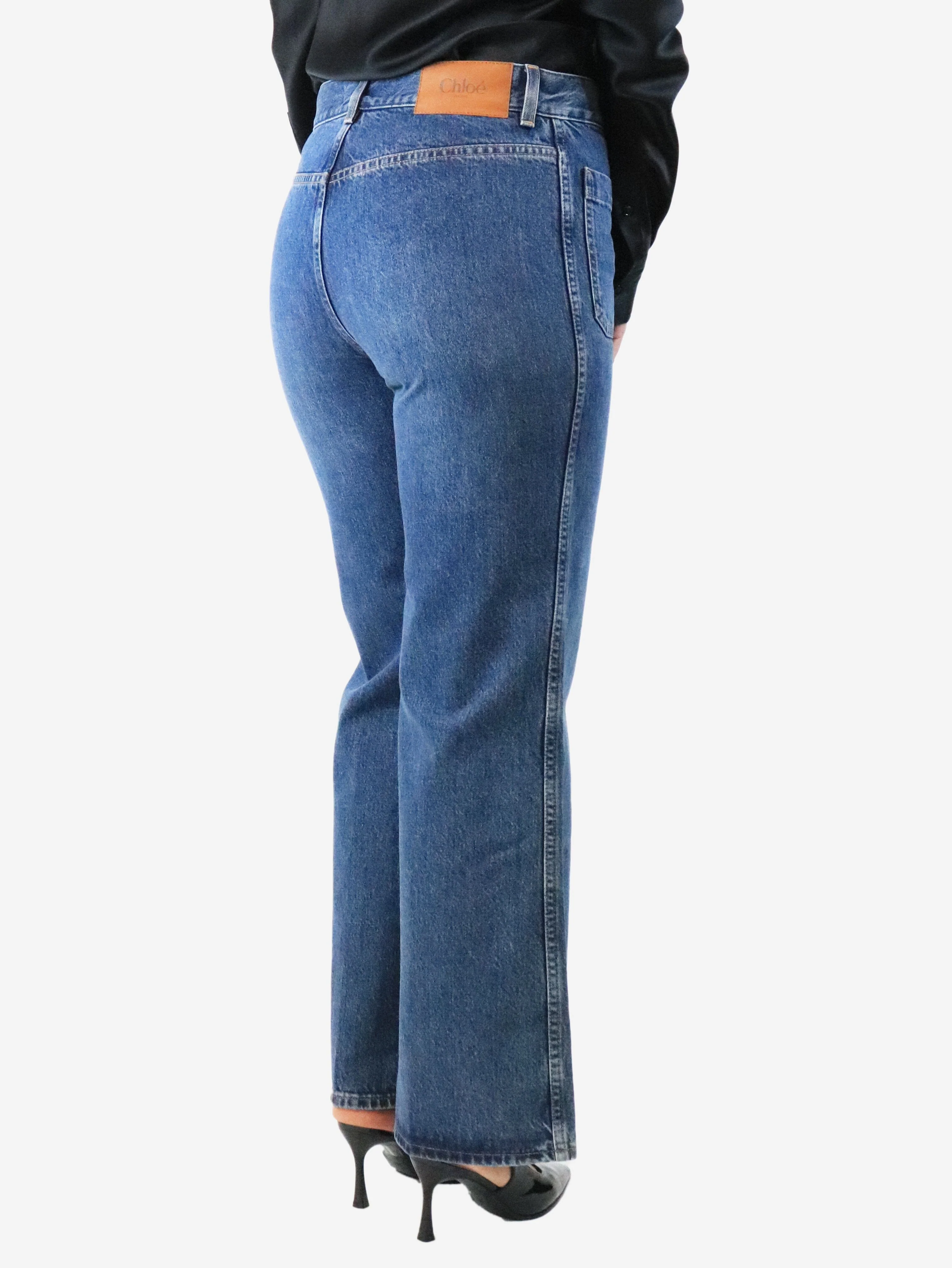 Blue wide-leg pocket jeans - size UK 12 - Image 4