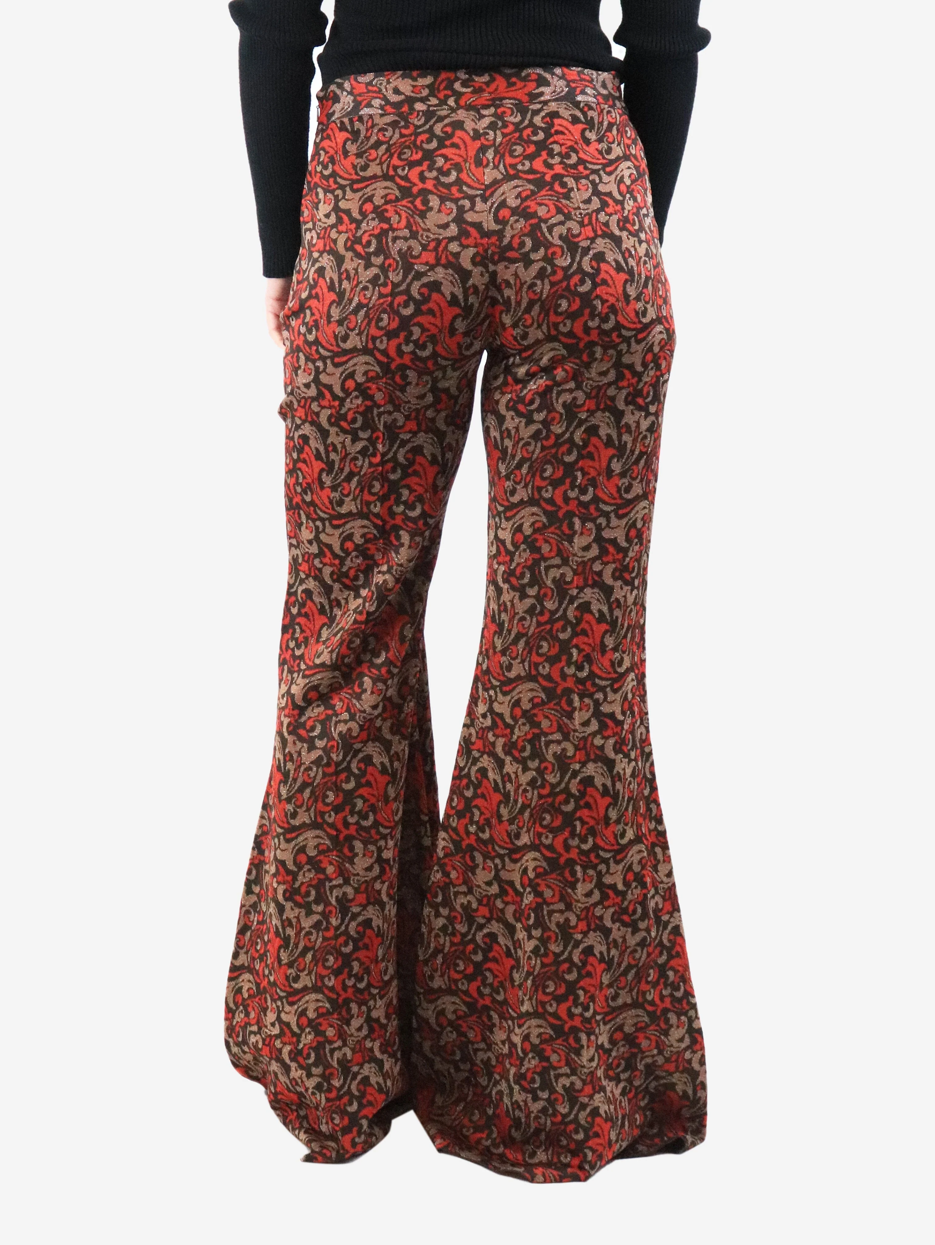 Brown flared tapestry trousers - size L - Image 3