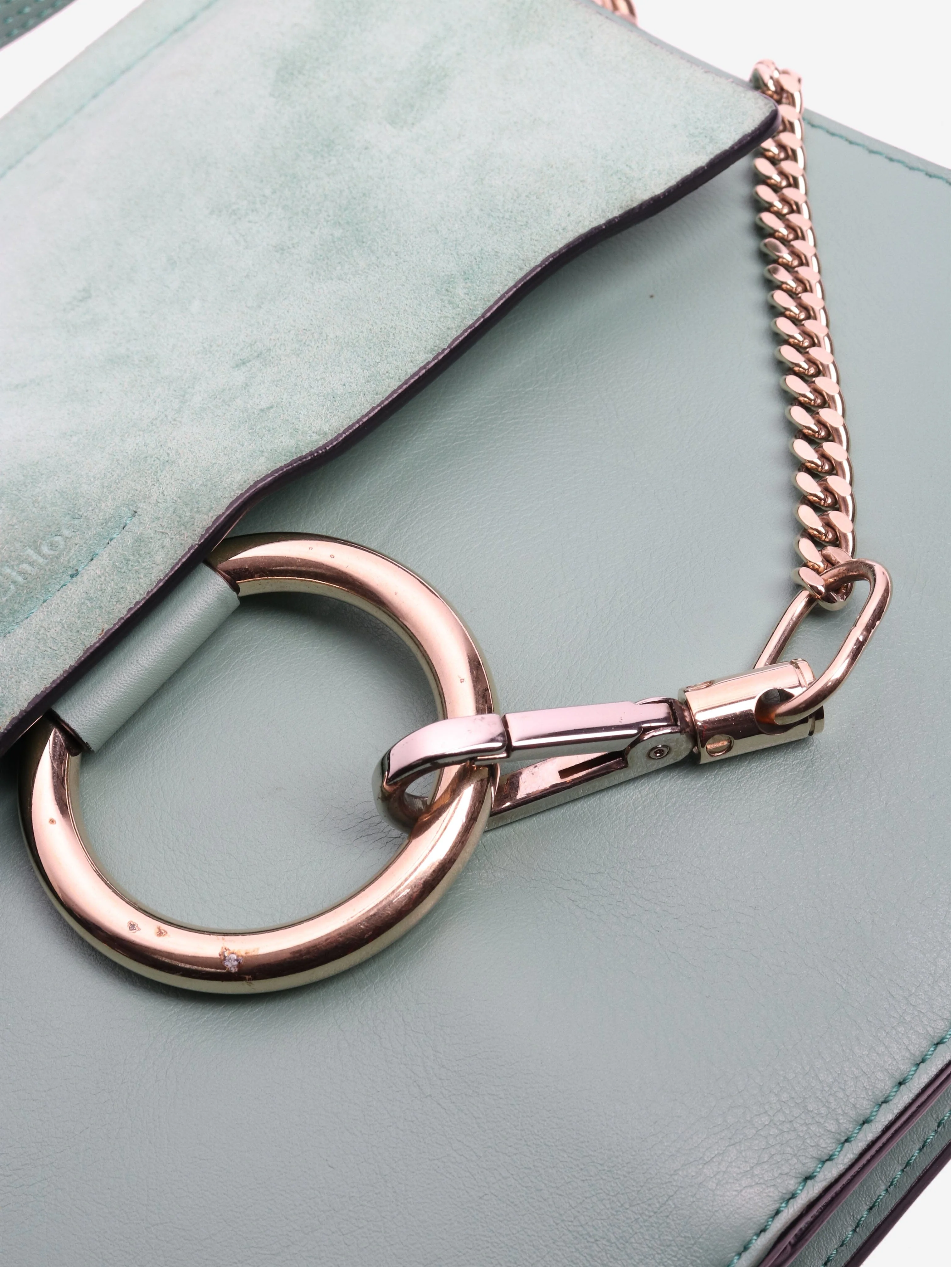 Turquoise Faye suede and leather bag - Image 4